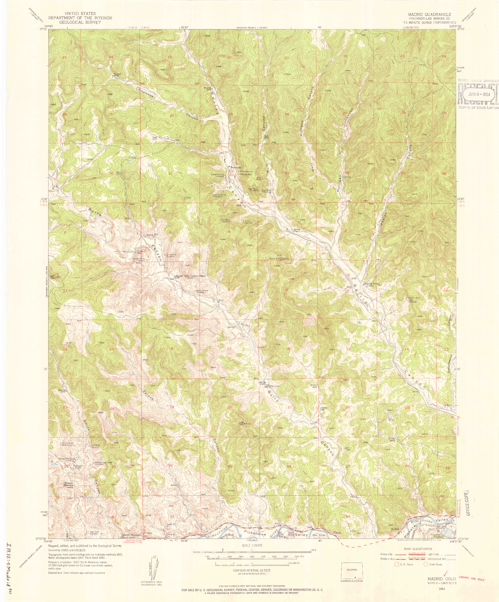 USGS 1:24000-SCALE QUADRANGLE FOR MADRID, CO 1951