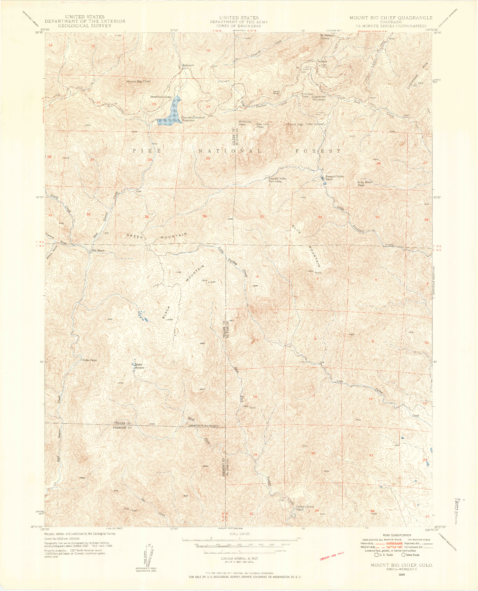 USGS 1:24000-SCALE QUADRANGLE FOR MOUNT BIG CHIEF, CO 1948
