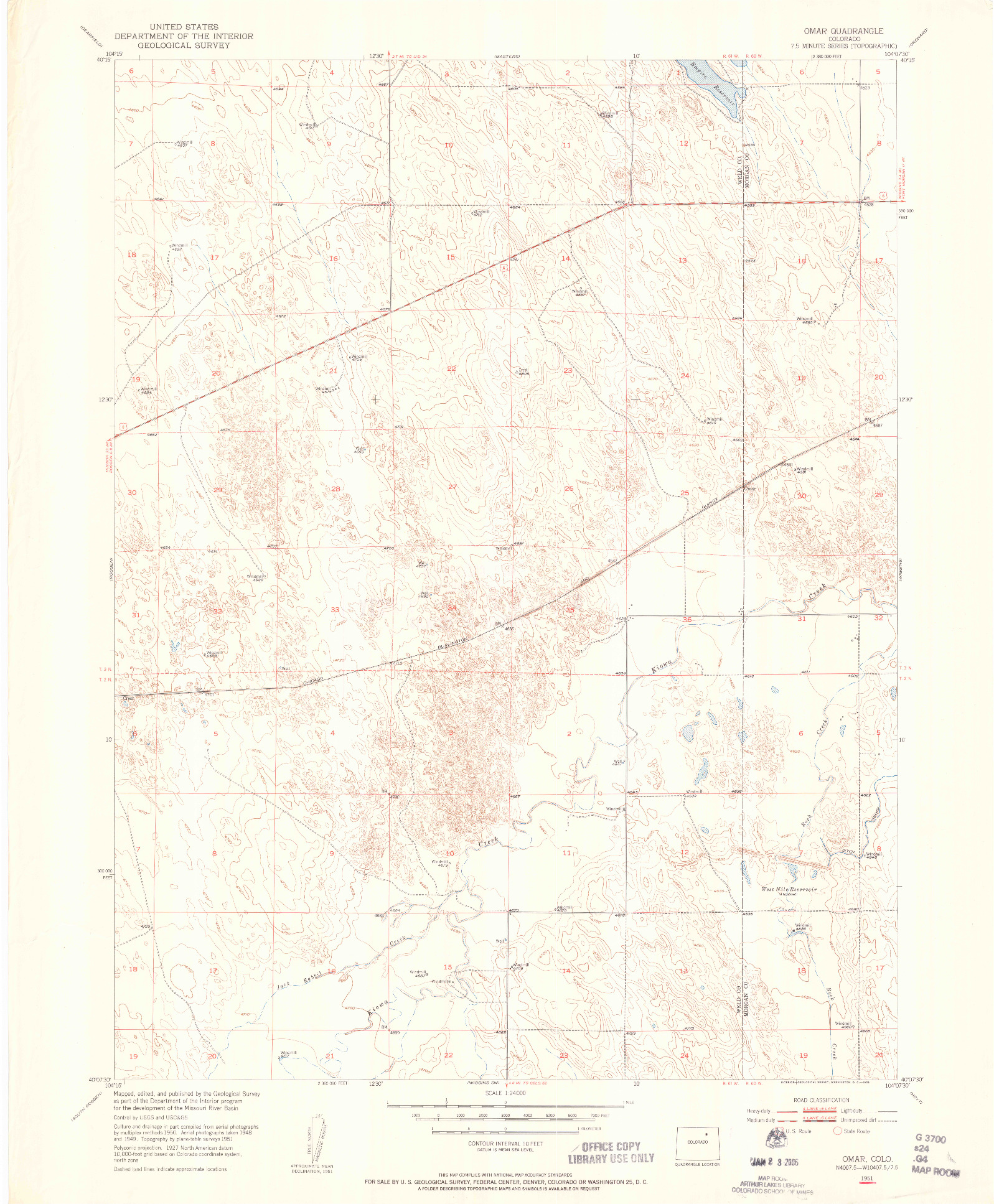 USGS 1:24000-SCALE QUADRANGLE FOR OMAR, CO 1951