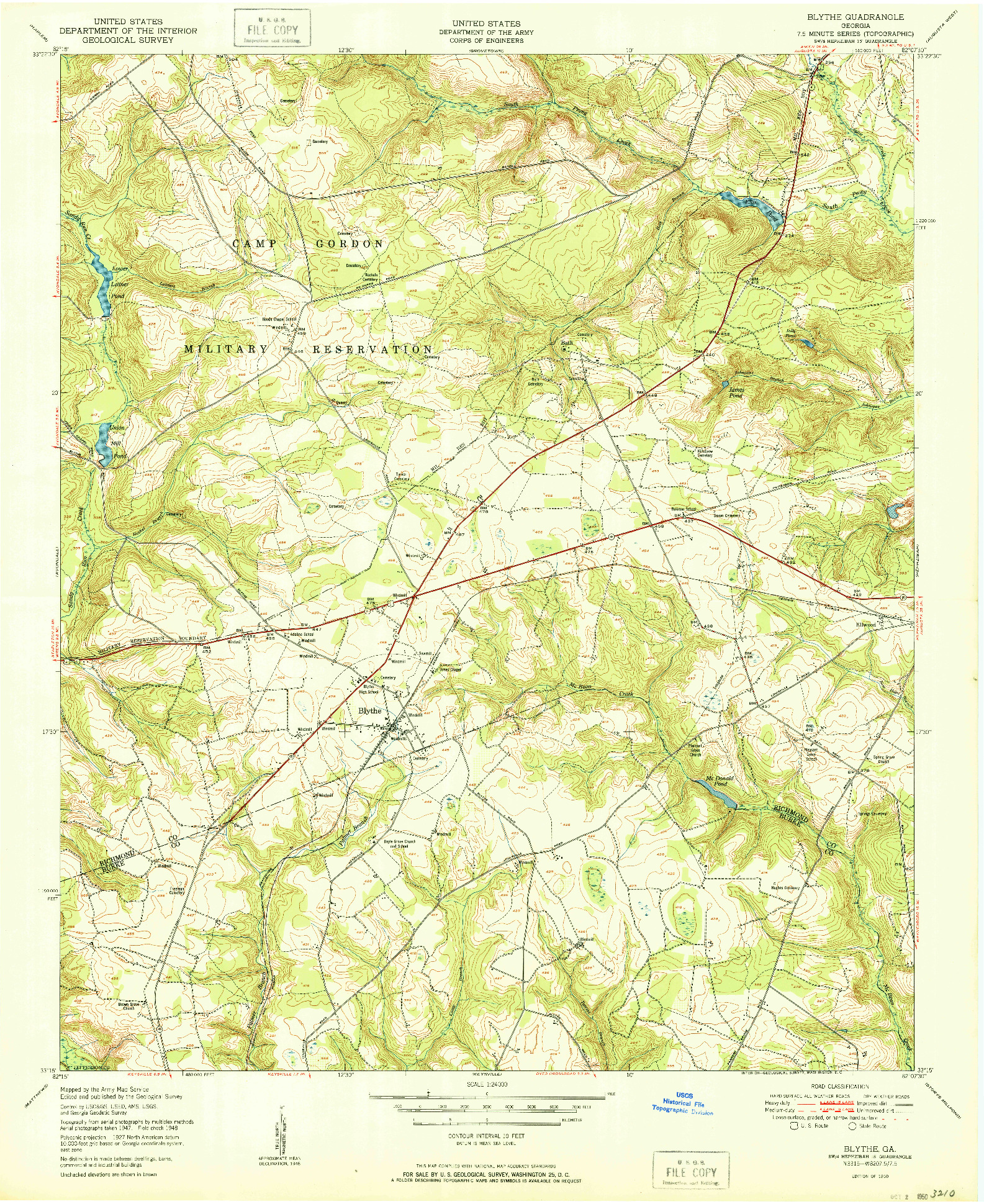 USGS 1:24000-SCALE QUADRANGLE FOR BLYTHE, GA 1953