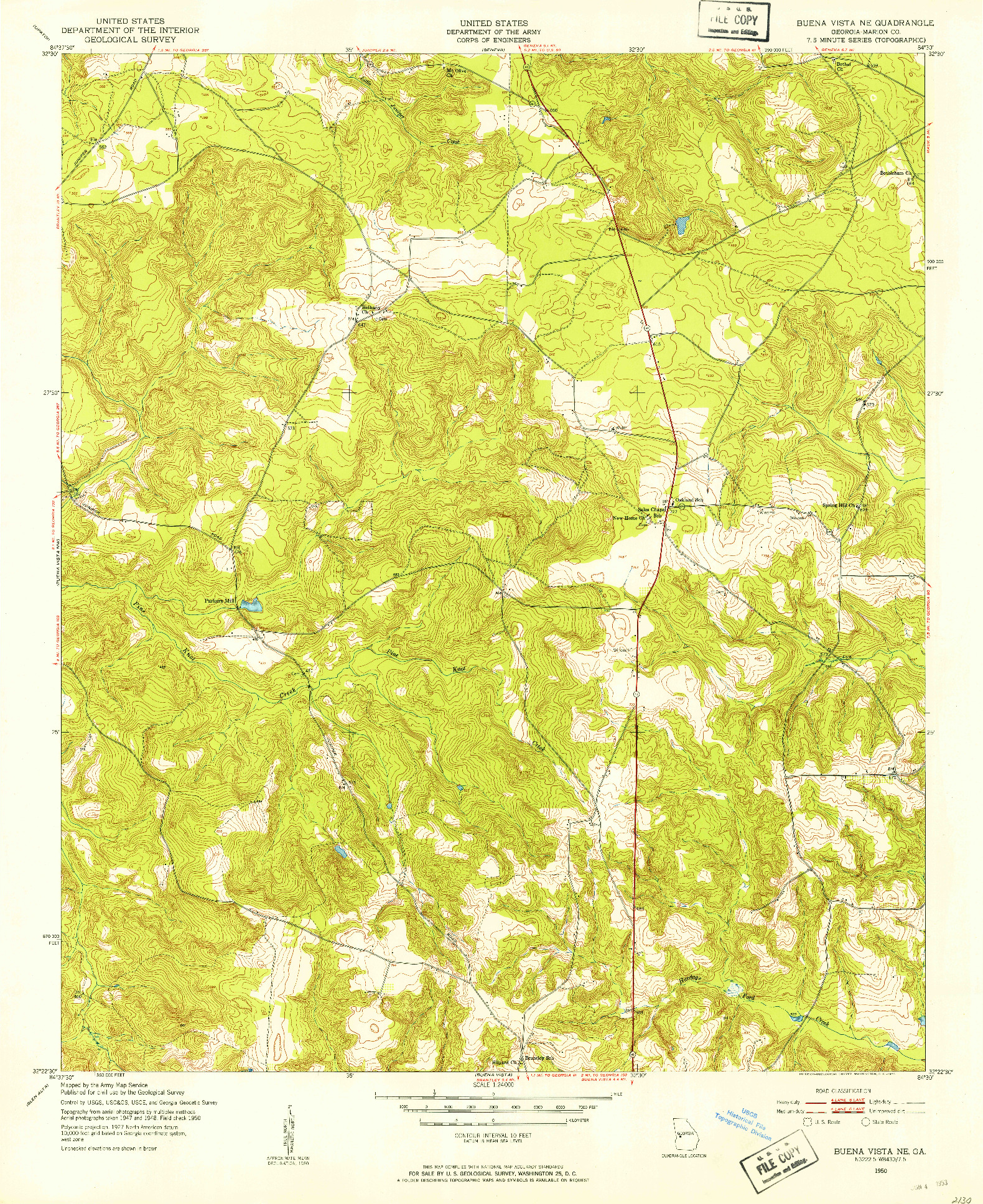 USGS 1:24000-SCALE QUADRANGLE FOR BUENA VISTA NE, GA 1950