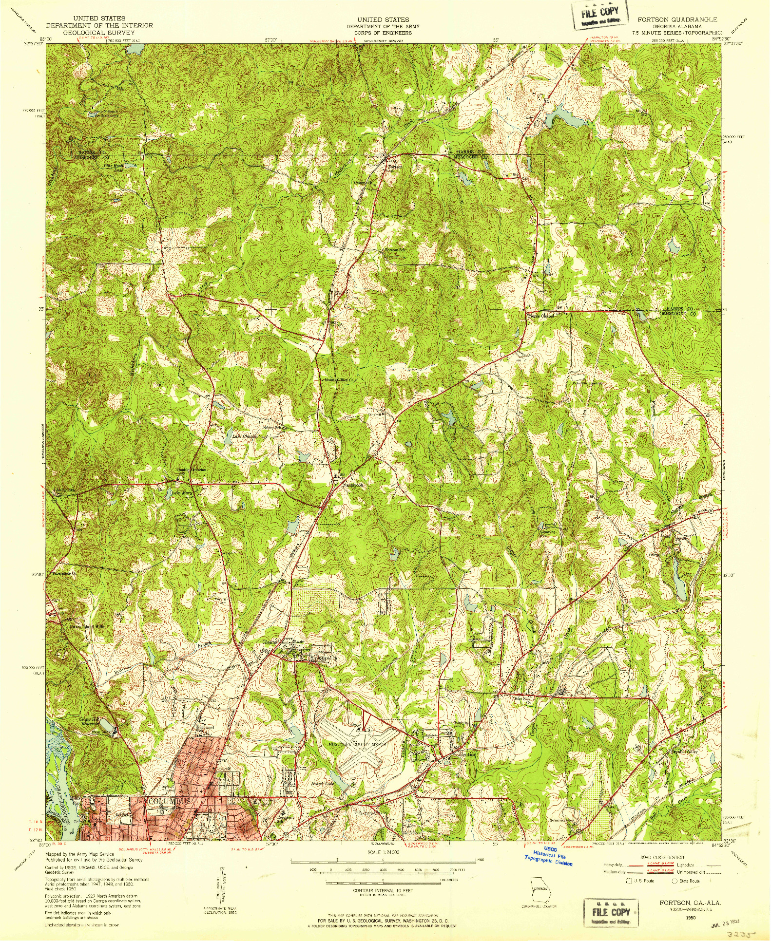 USGS 1:24000-SCALE QUADRANGLE FOR FORTSON, GA 1950