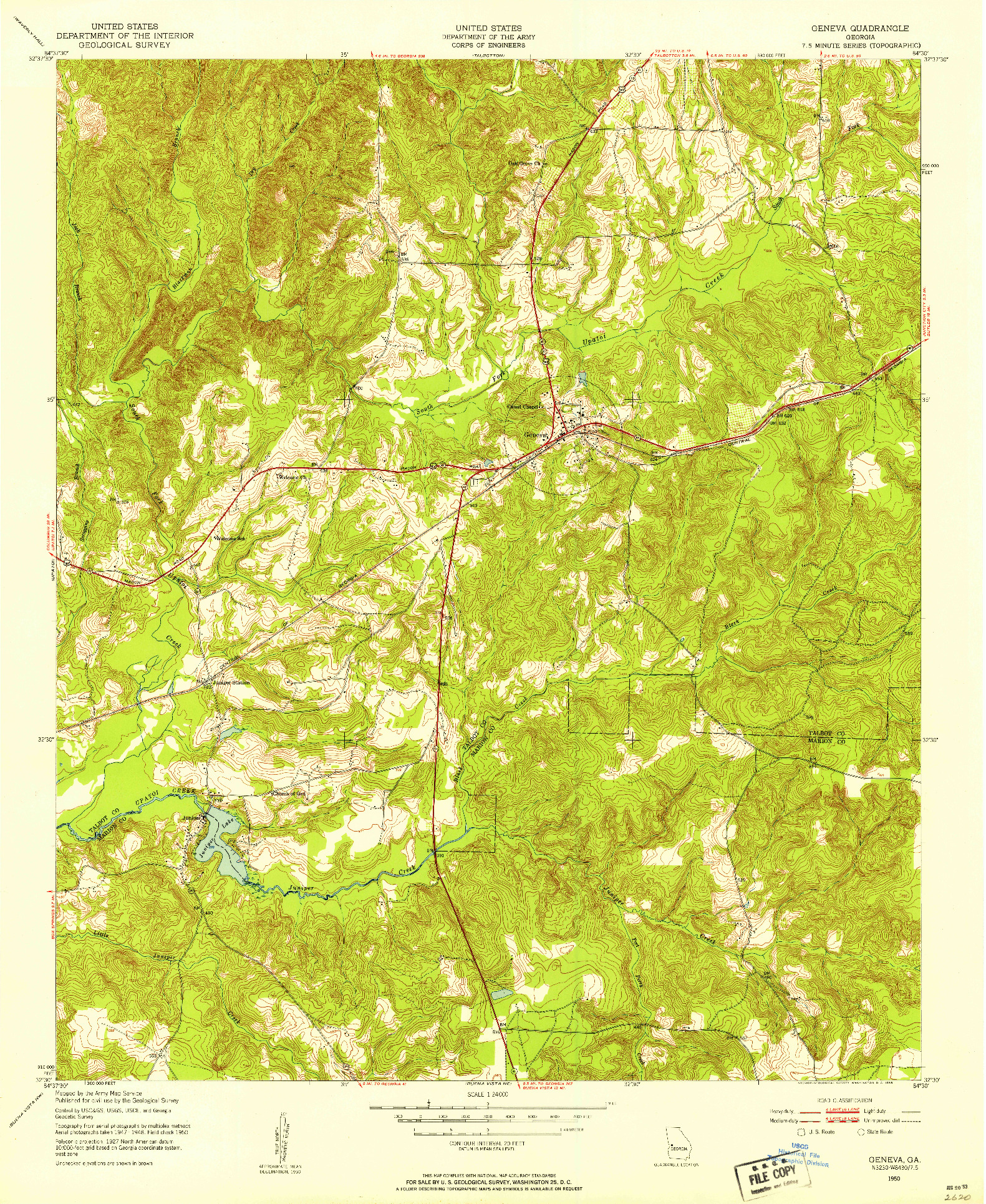 USGS 1:24000-SCALE QUADRANGLE FOR GENEVA, GA 1950
