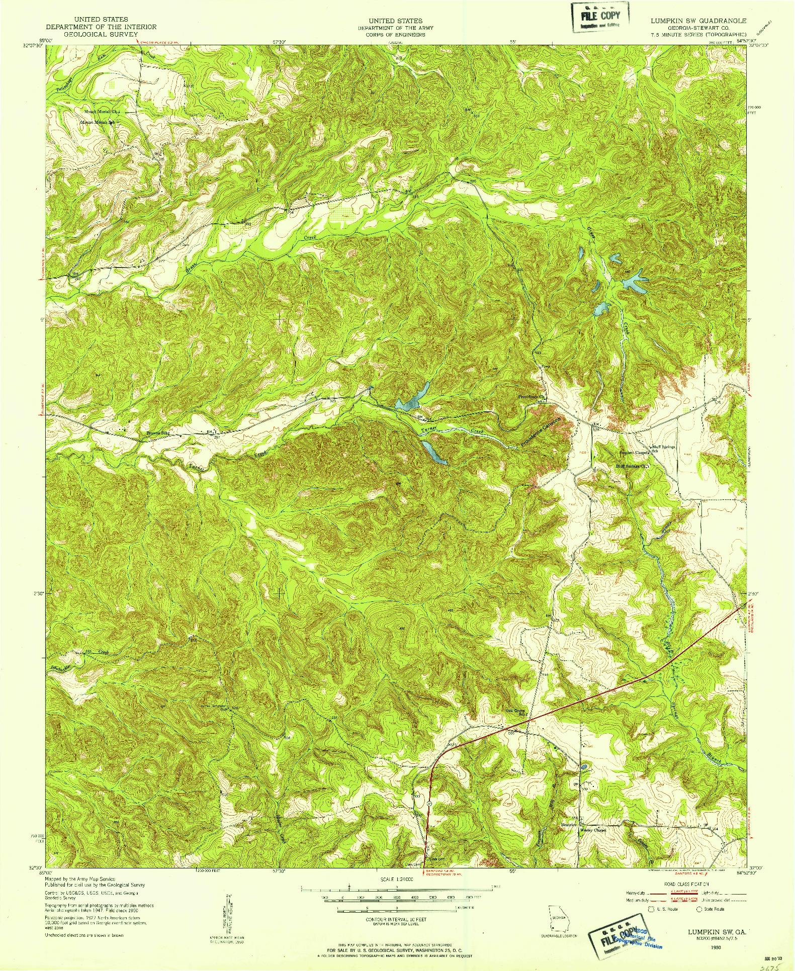 USGS 1:24000-SCALE QUADRANGLE FOR LUMPKIN SW, GA 1950