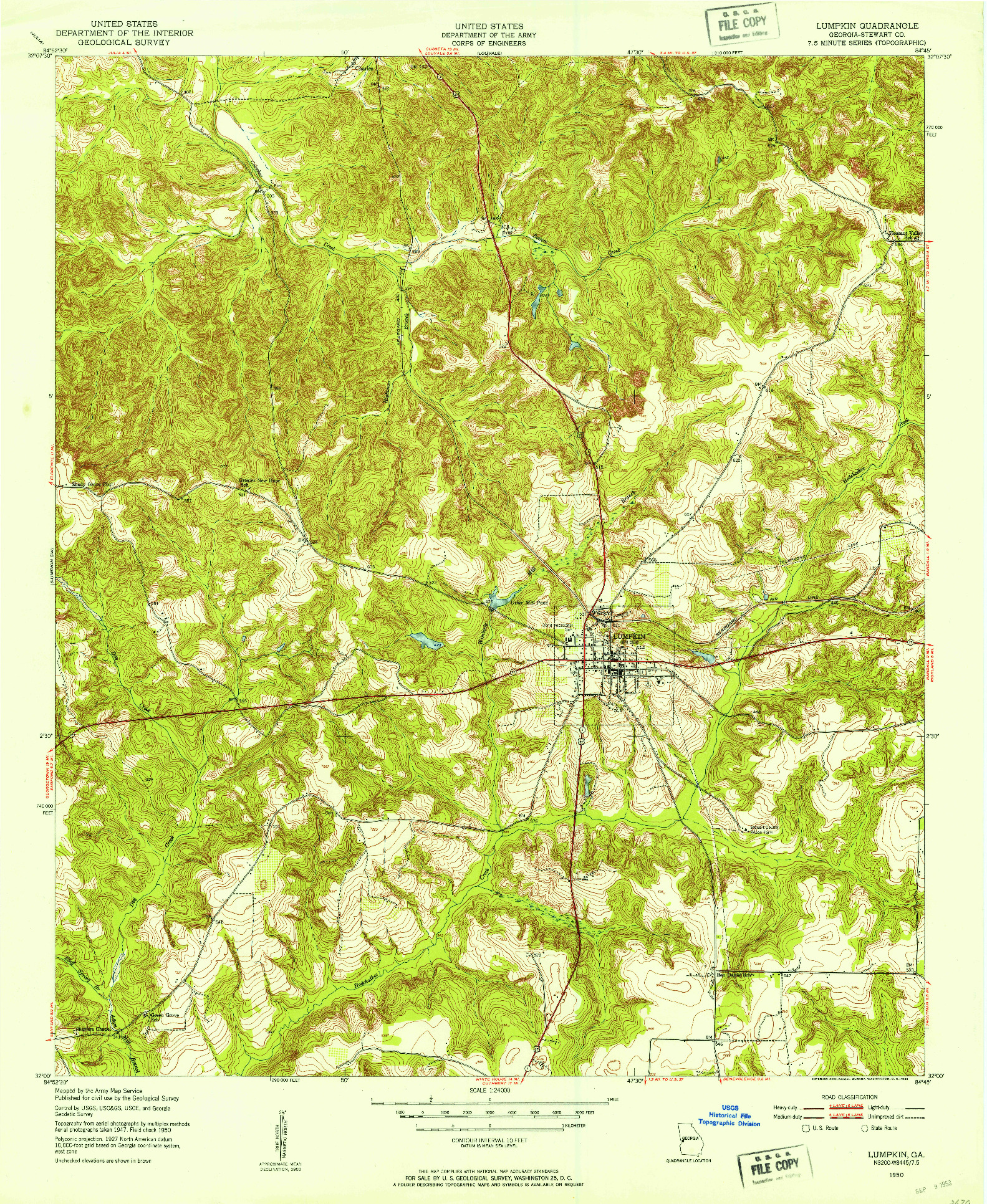 USGS 1:24000-SCALE QUADRANGLE FOR LUMPKIN, GA 1950