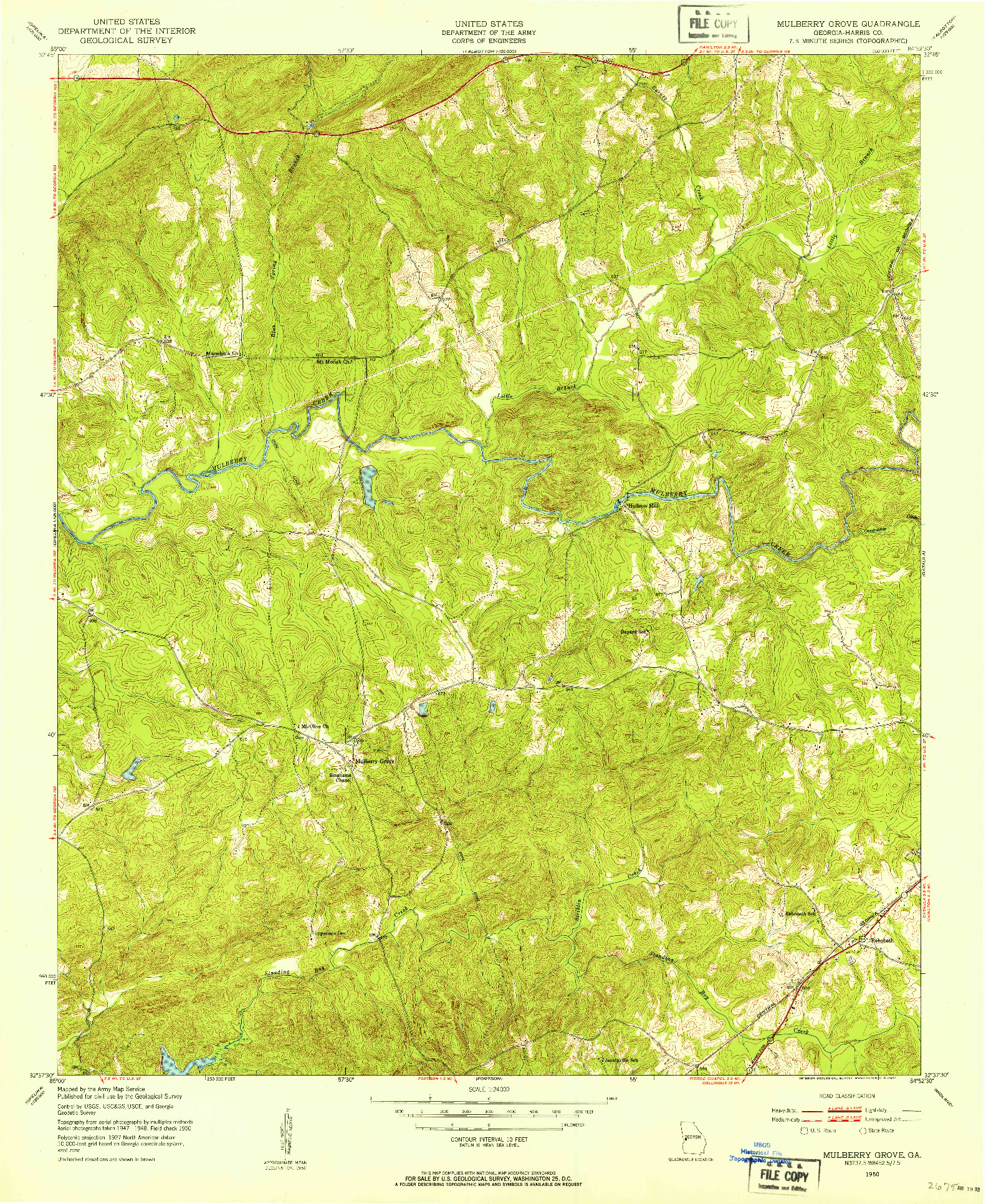 USGS 1:24000-SCALE QUADRANGLE FOR MULBERRY GROVE, GA 1950