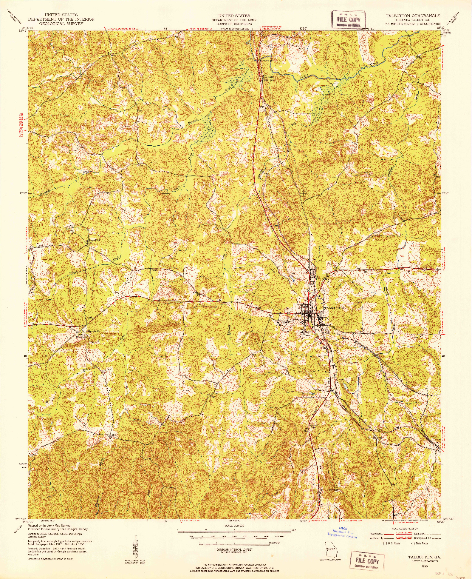 USGS 1:24000-SCALE QUADRANGLE FOR TALBOTTON, GA 1950