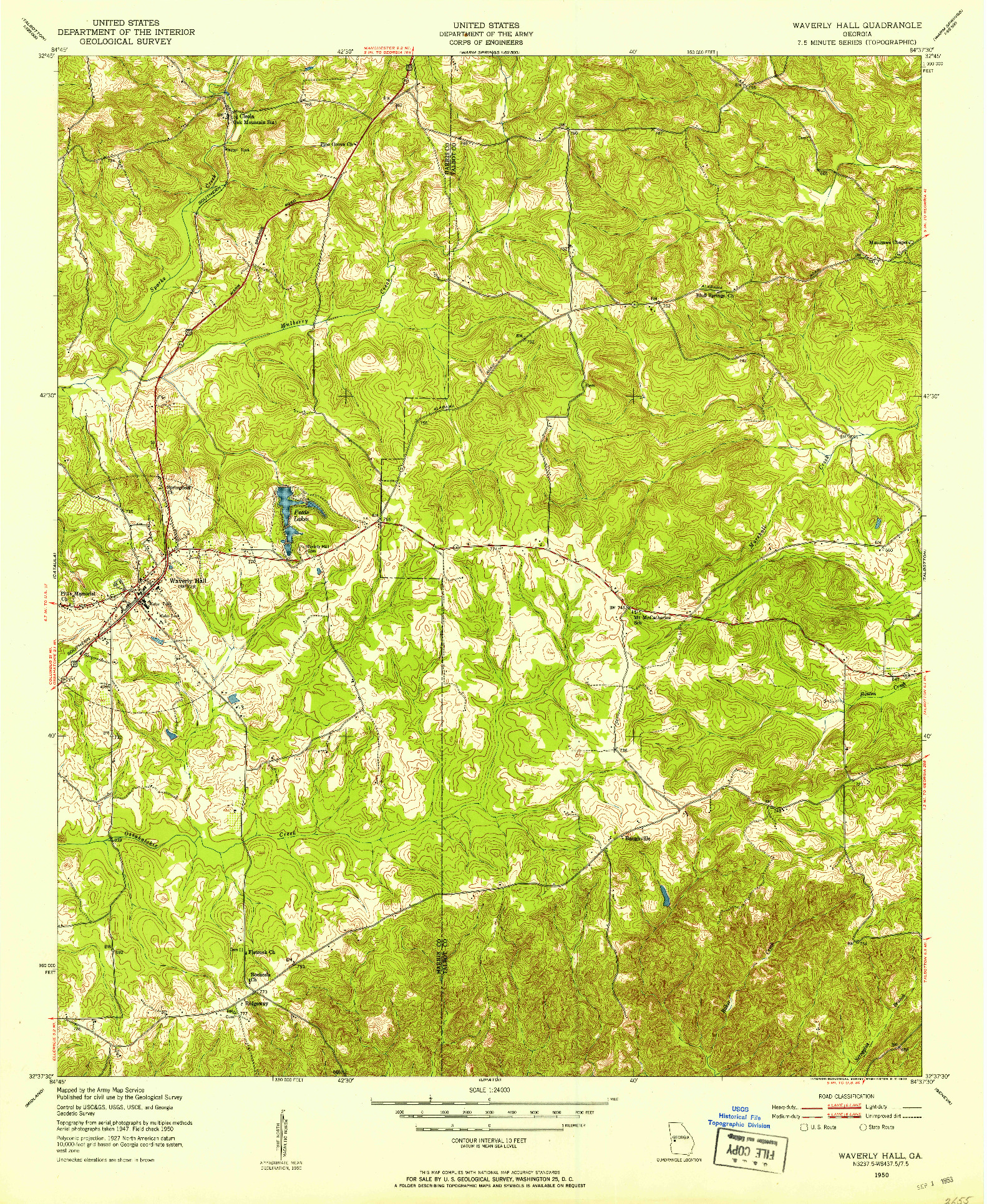 USGS 1:24000-SCALE QUADRANGLE FOR WAVERLY HALL, GA 1950