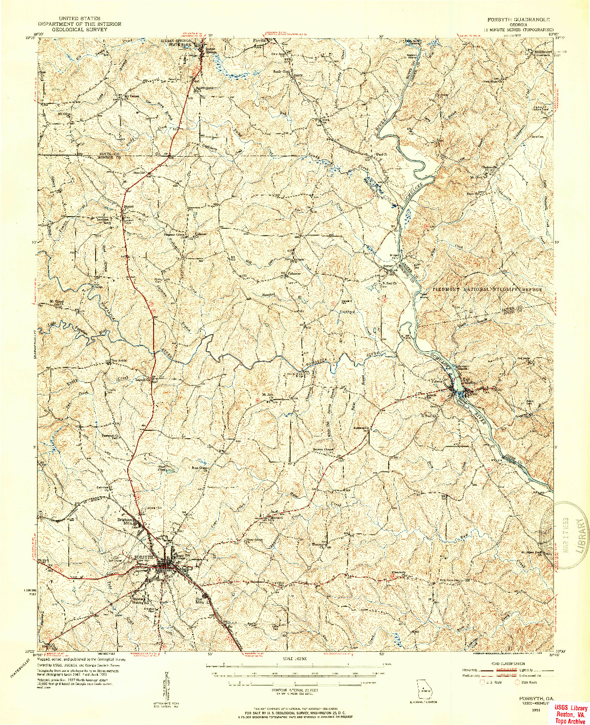 USGS 1:62500-SCALE QUADRANGLE FOR FORSYTH, GA 1951