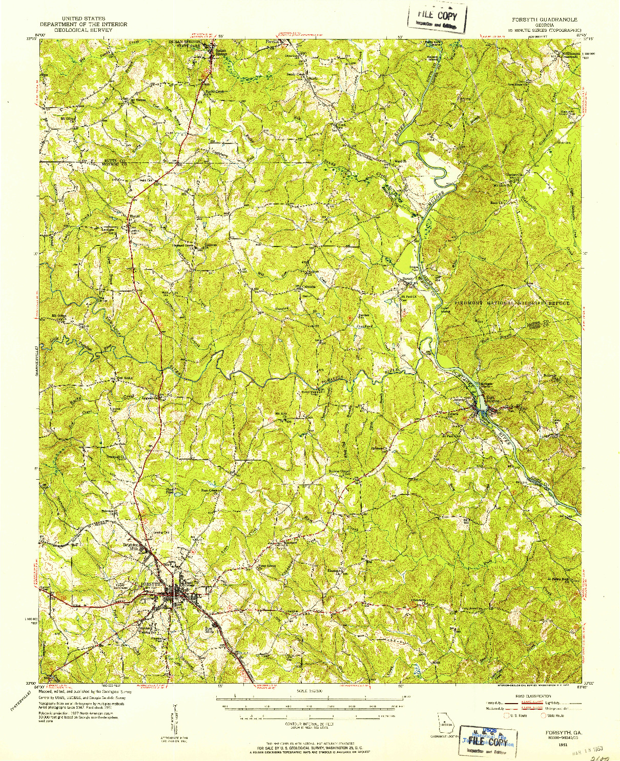 USGS 1:62500-SCALE QUADRANGLE FOR FORSYTH, GA 1951