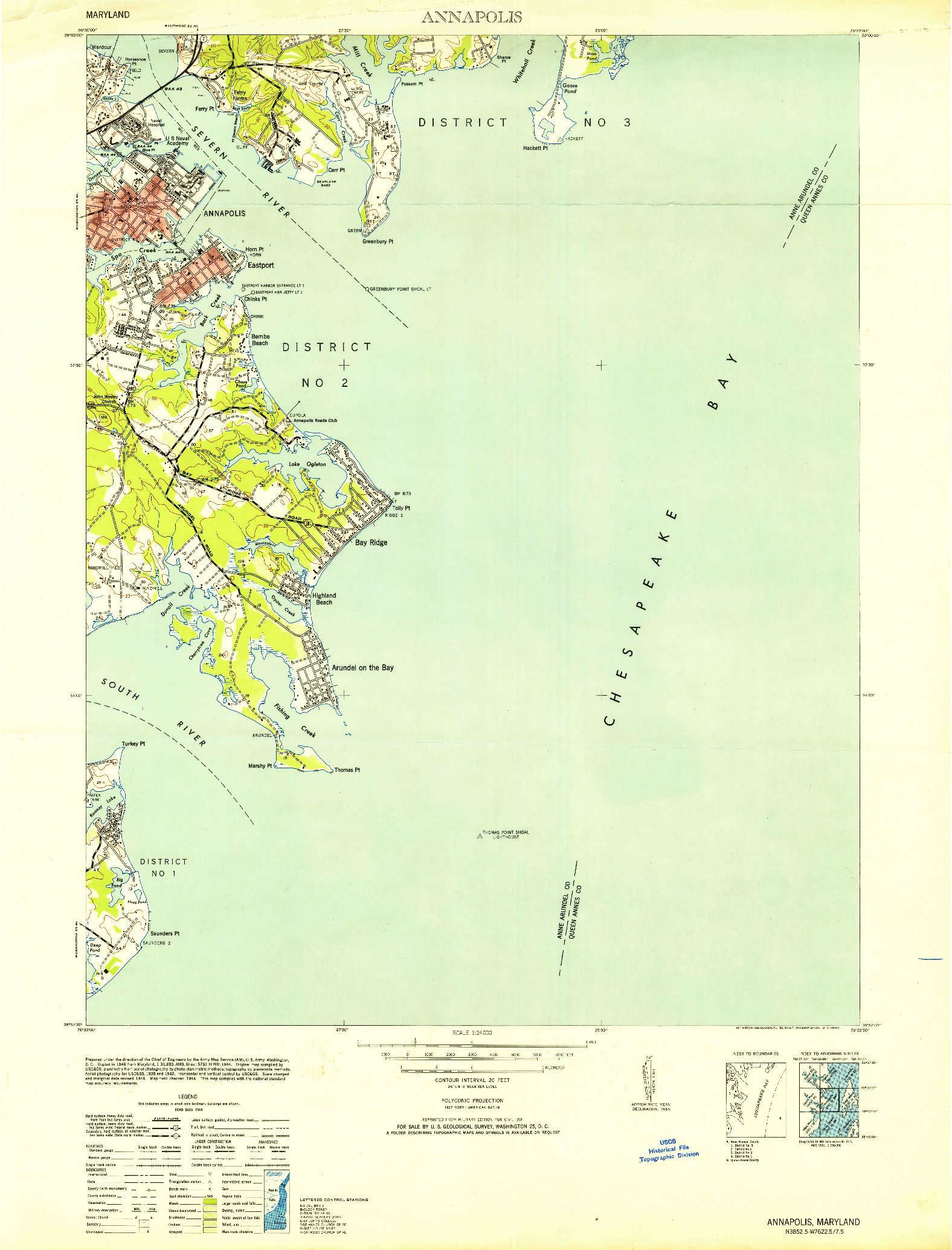 USGS 1:24000-SCALE QUADRANGLE FOR ANNAPOLIS, MD 1953