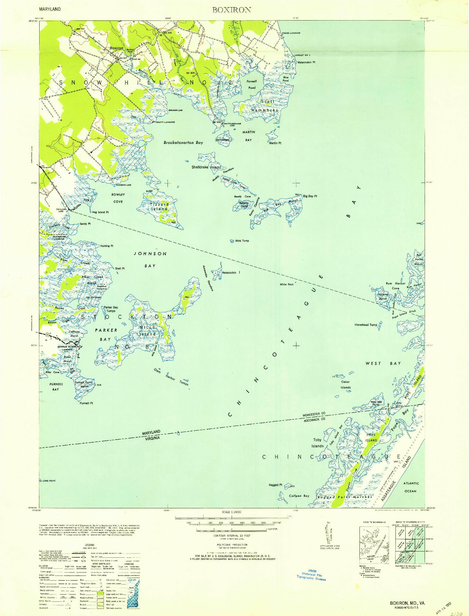 USGS 1:24000-SCALE QUADRANGLE FOR BOXIRON, MD 1953