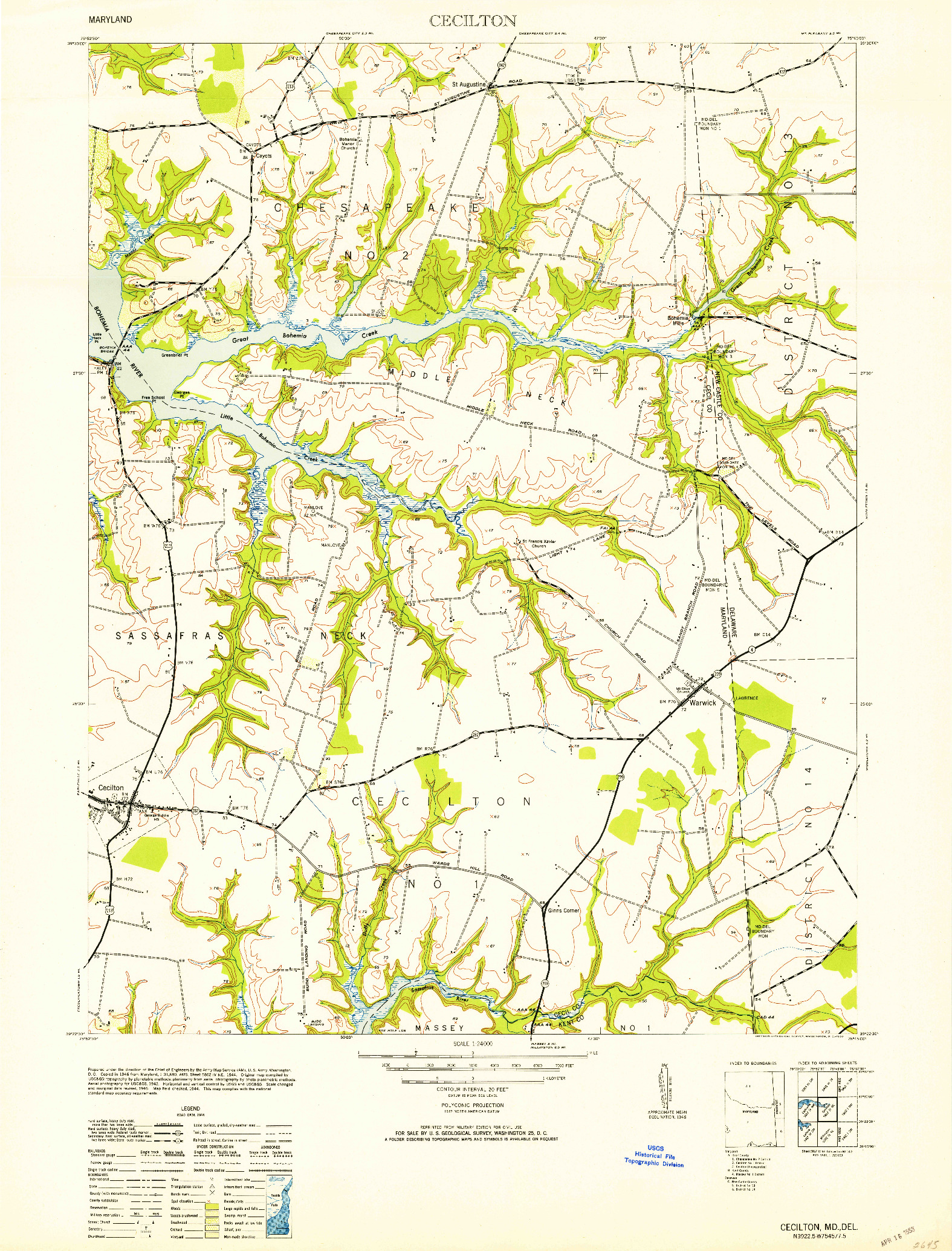 USGS 1:24000-SCALE QUADRANGLE FOR CECILTON, MD 1953