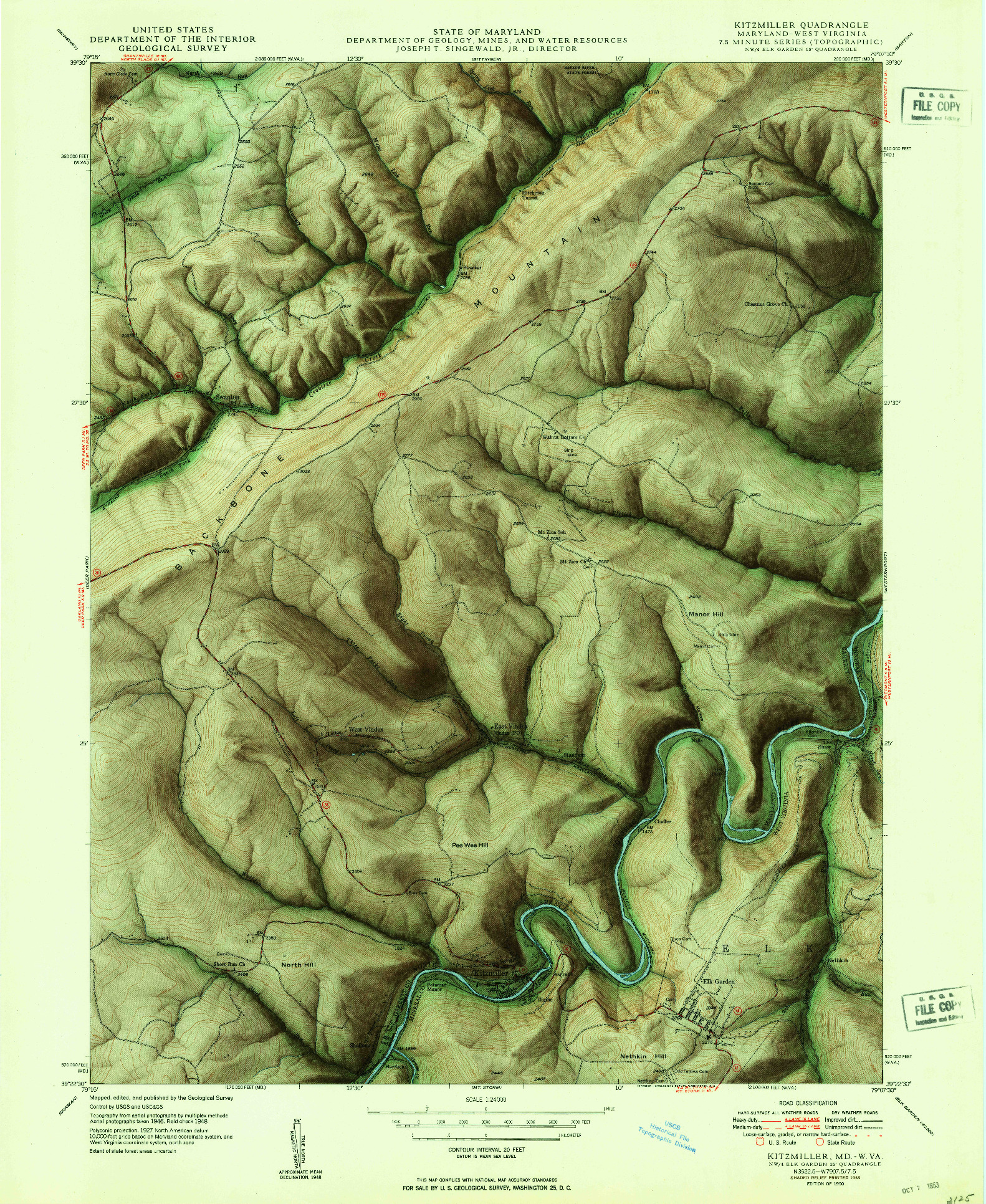 USGS 1:24000-SCALE QUADRANGLE FOR KITZMILLER, MD 1950