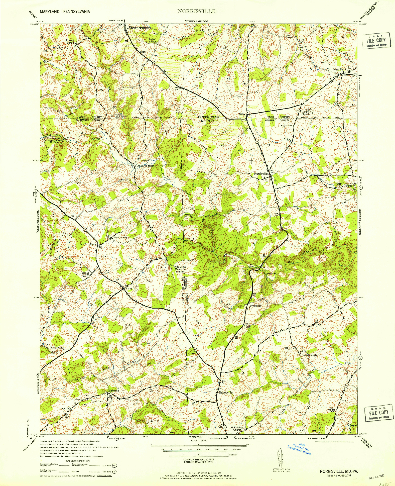 USGS 1:24000-SCALE QUADRANGLE FOR NORRISVILLE, MD 1953
