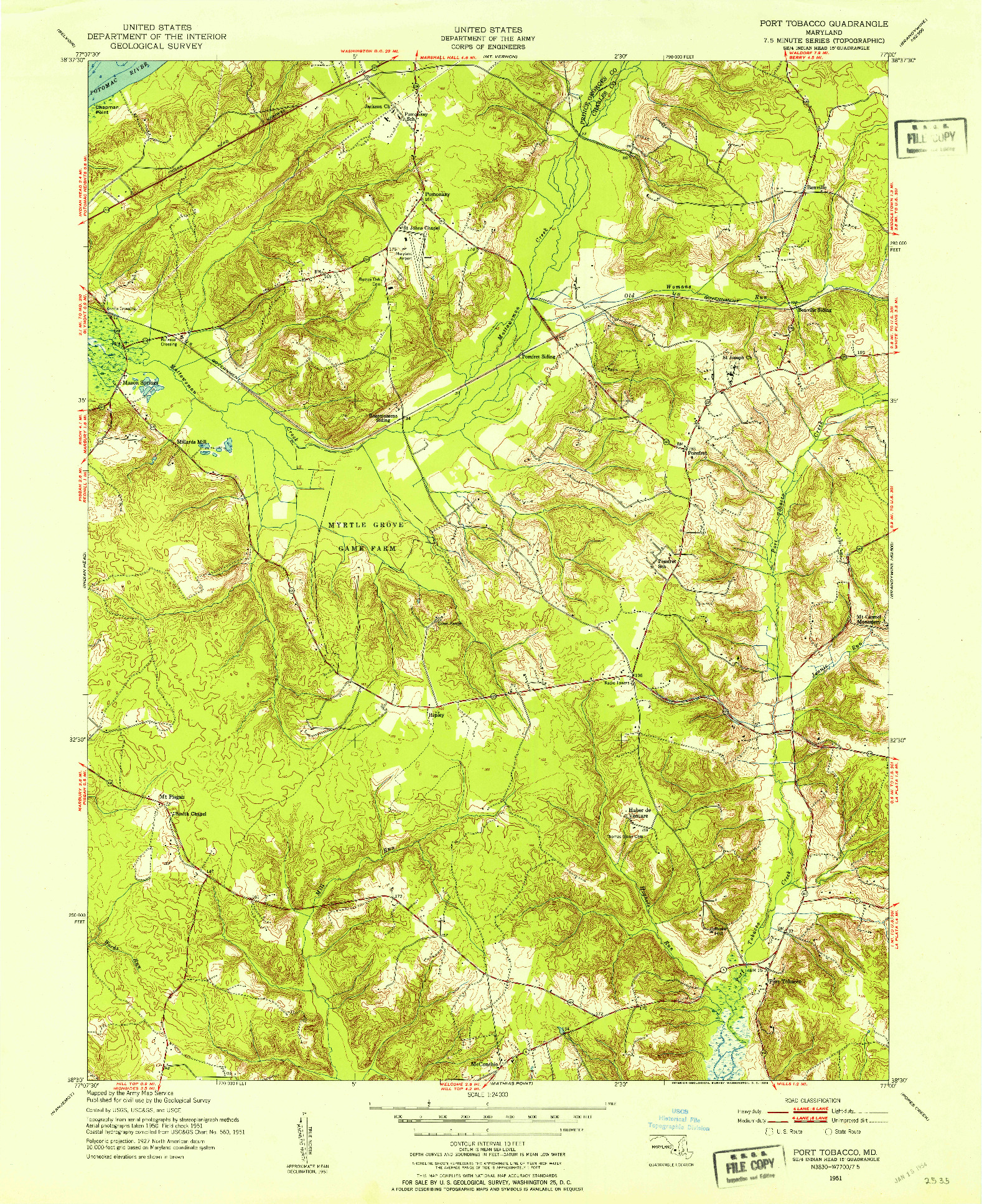 USGS 1:24000-SCALE QUADRANGLE FOR PORT TOBACCO, MD 1951