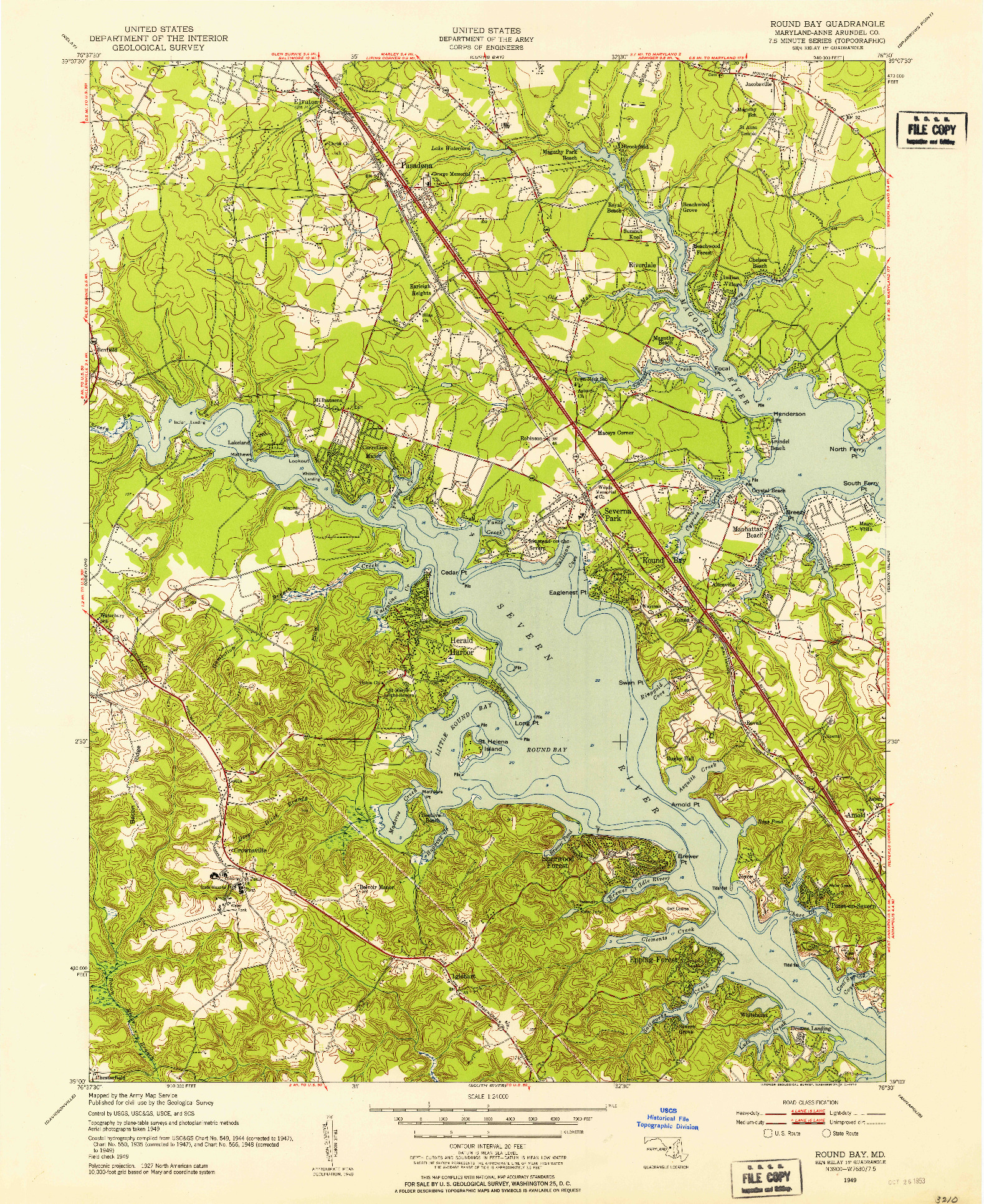 USGS 1:24000-SCALE QUADRANGLE FOR ROUND BAY, MD 1949