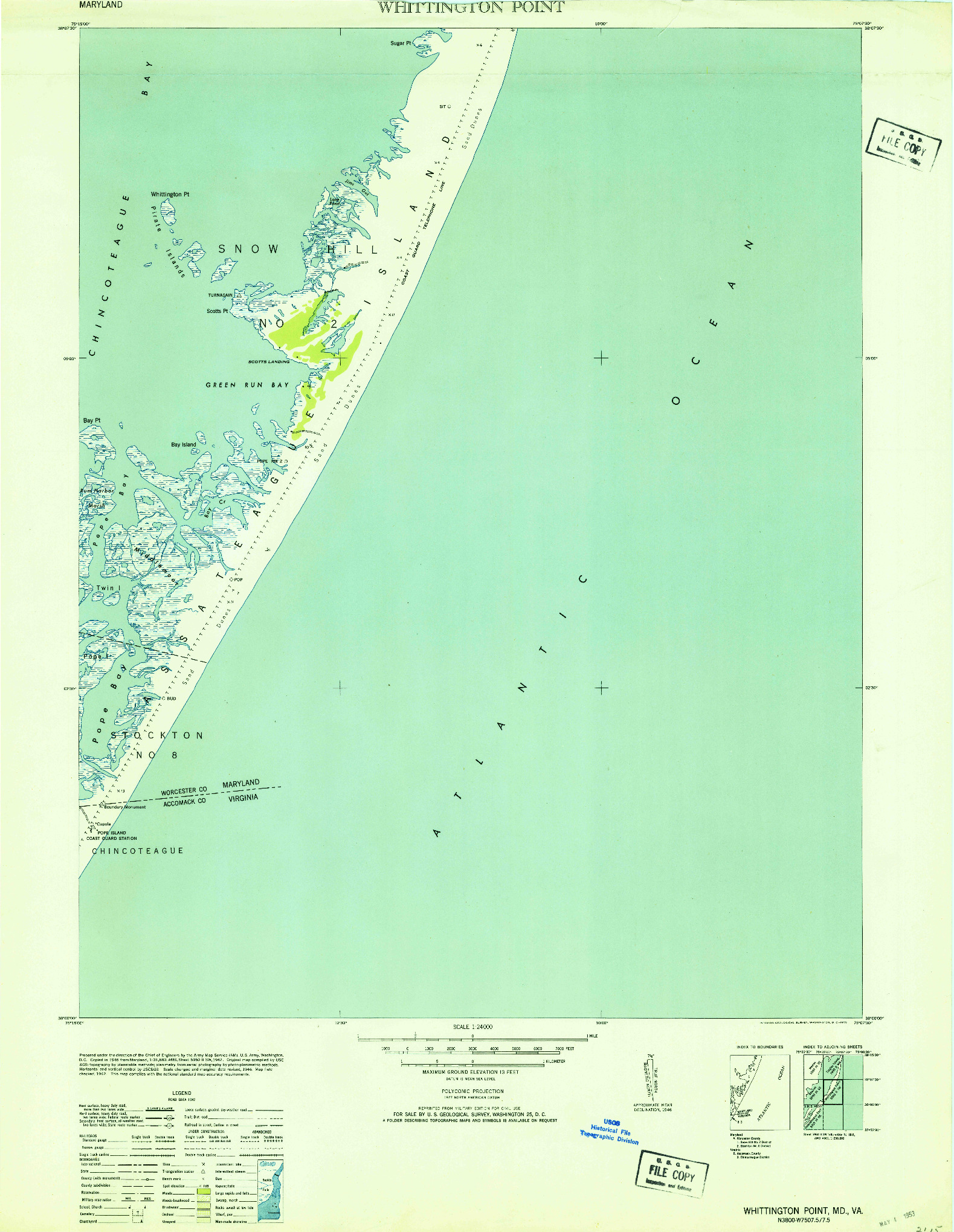 USGS 1:24000-SCALE QUADRANGLE FOR WHITTINGTON POINT, MD 1953