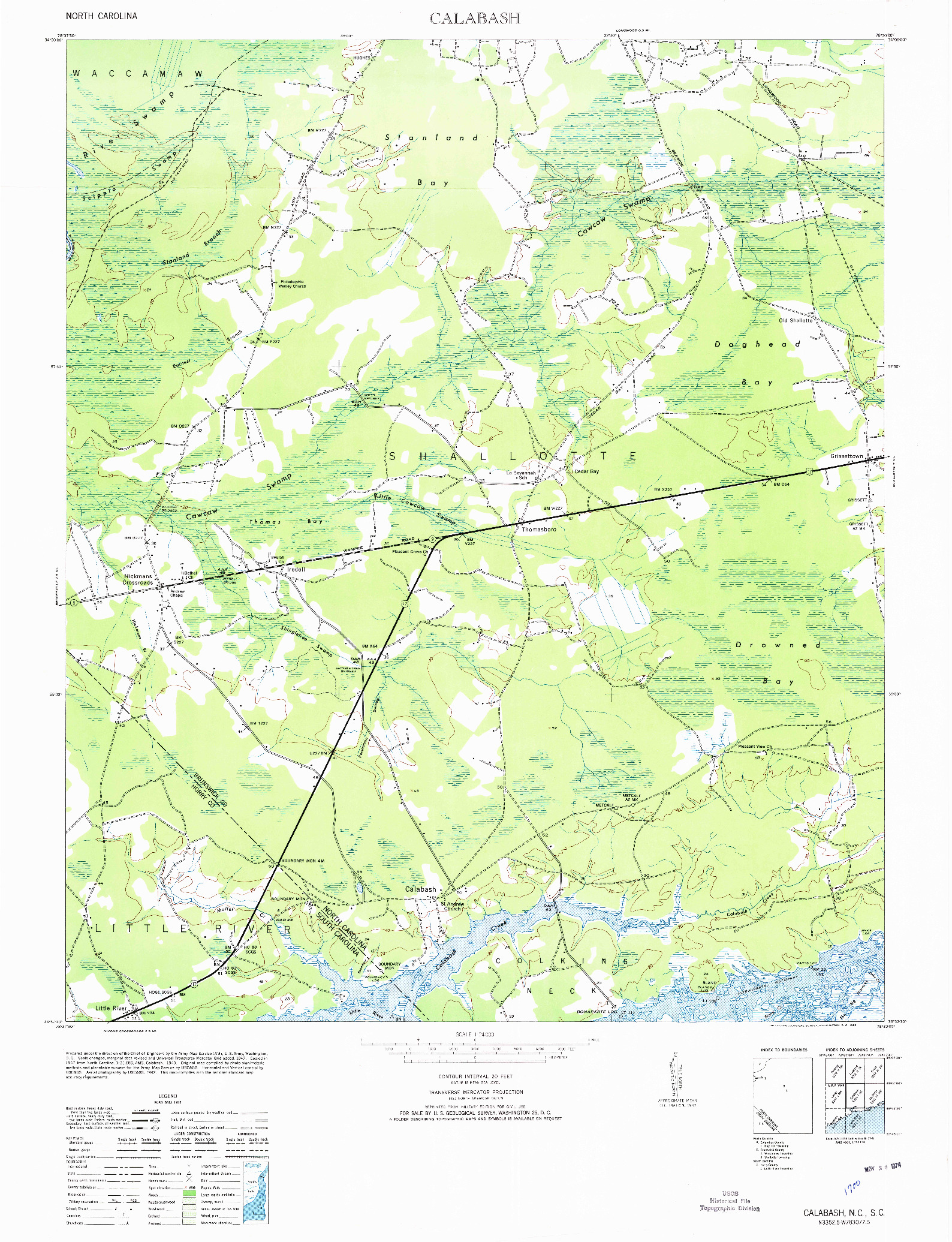USGS 1:24000-SCALE QUADRANGLE FOR CALABASH, NC 1953