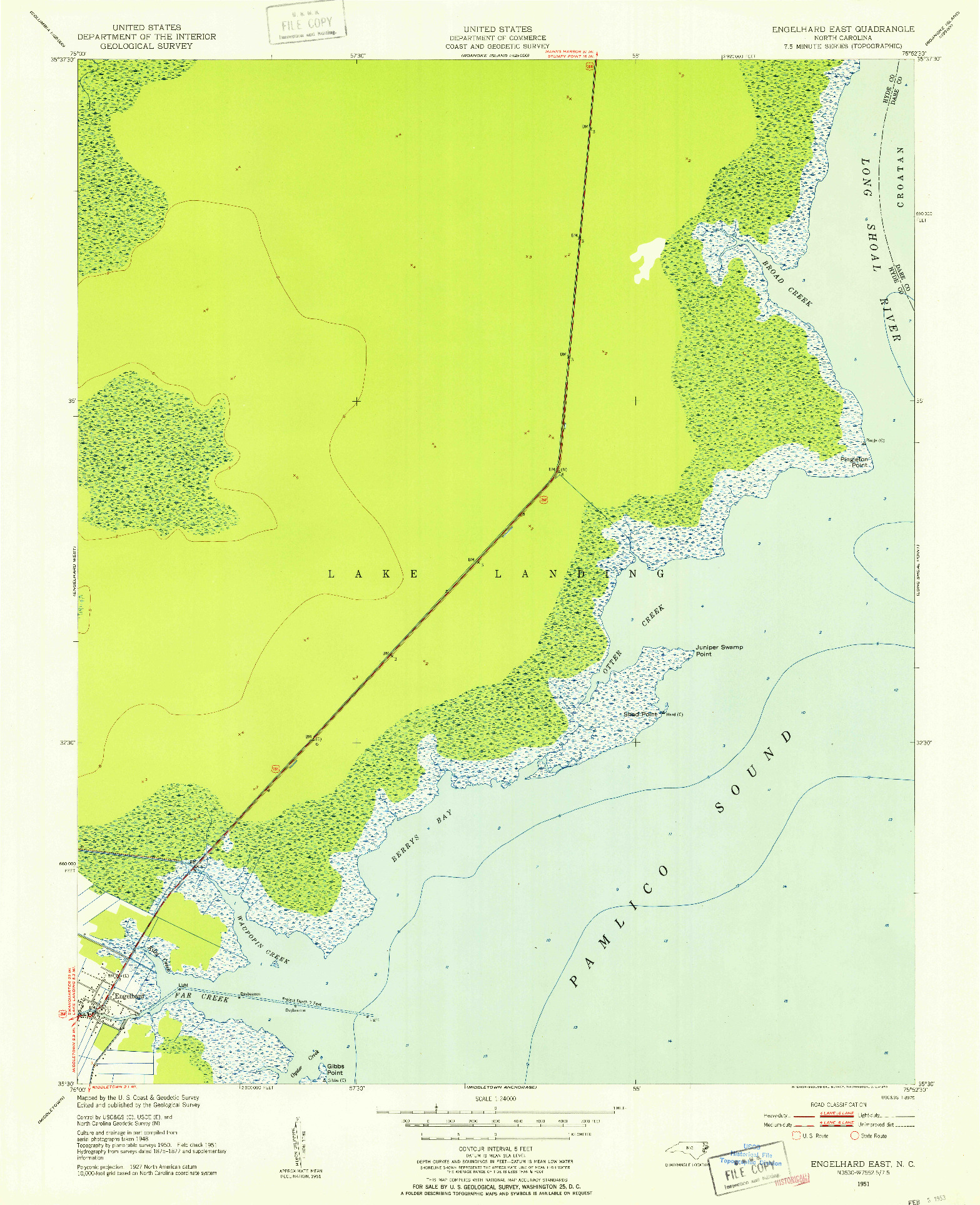 USGS 1:24000-SCALE QUADRANGLE FOR ENGELHARD EAST, NC 1951