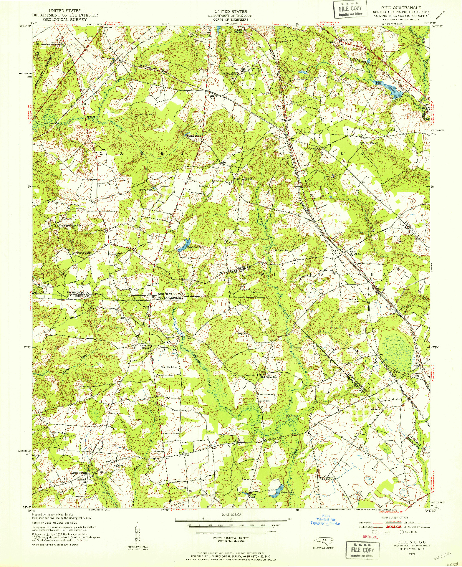 USGS 1:24000-SCALE QUADRANGLE FOR GHIO, NC 1949