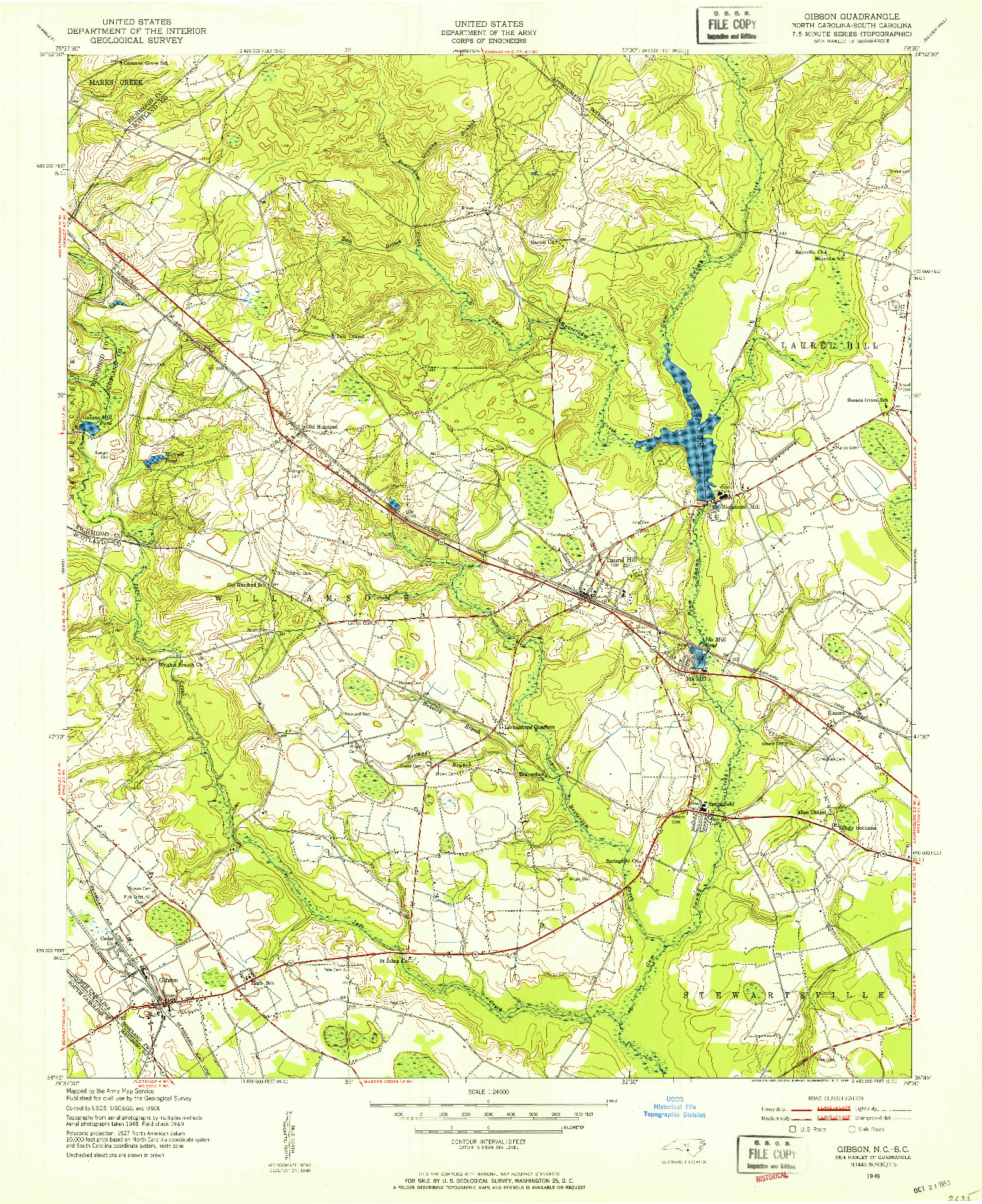 USGS 1:24000-SCALE QUADRANGLE FOR GIBSON, NC 1949