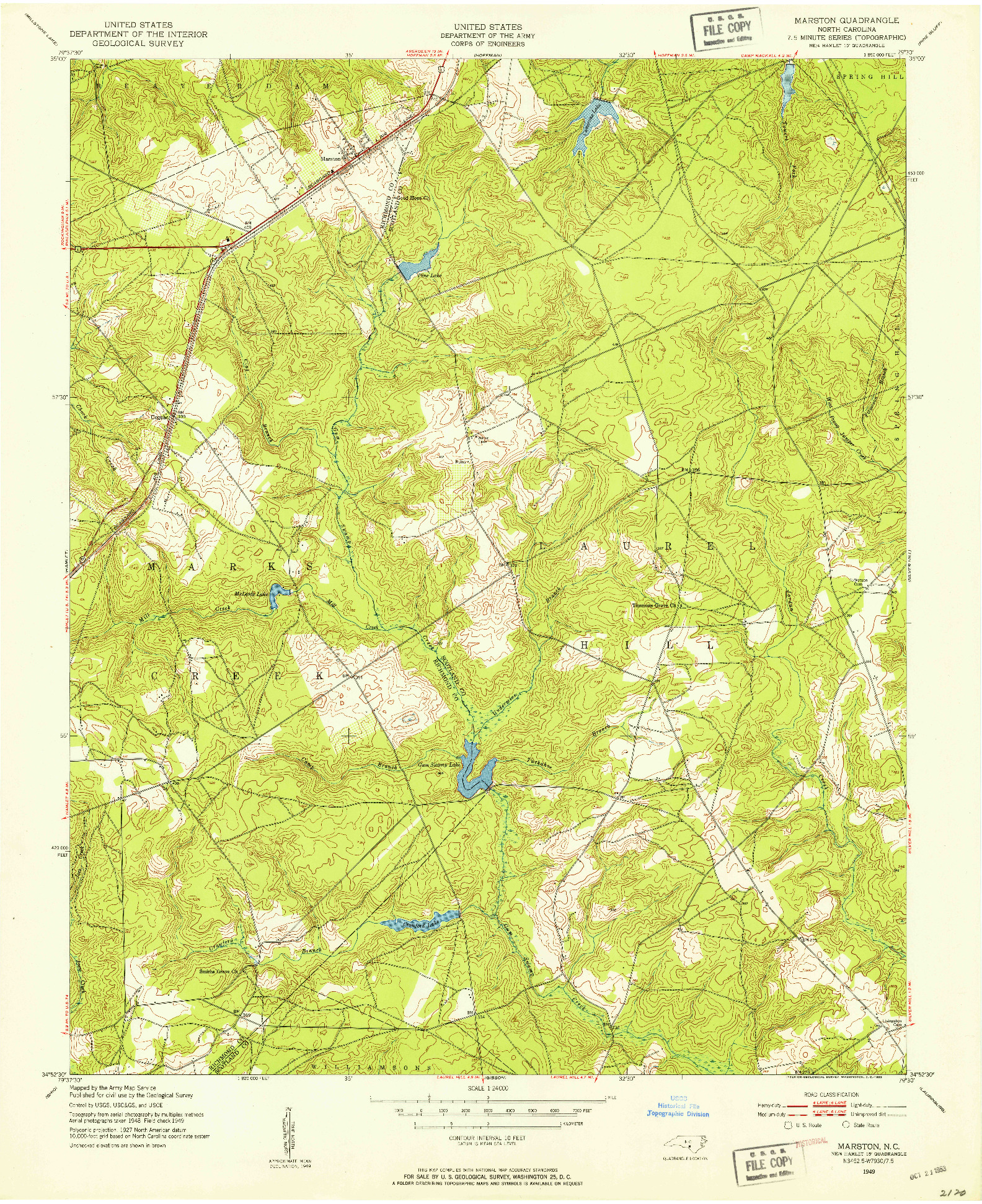 USGS 1:24000-SCALE QUADRANGLE FOR MARSTON, NC 1949