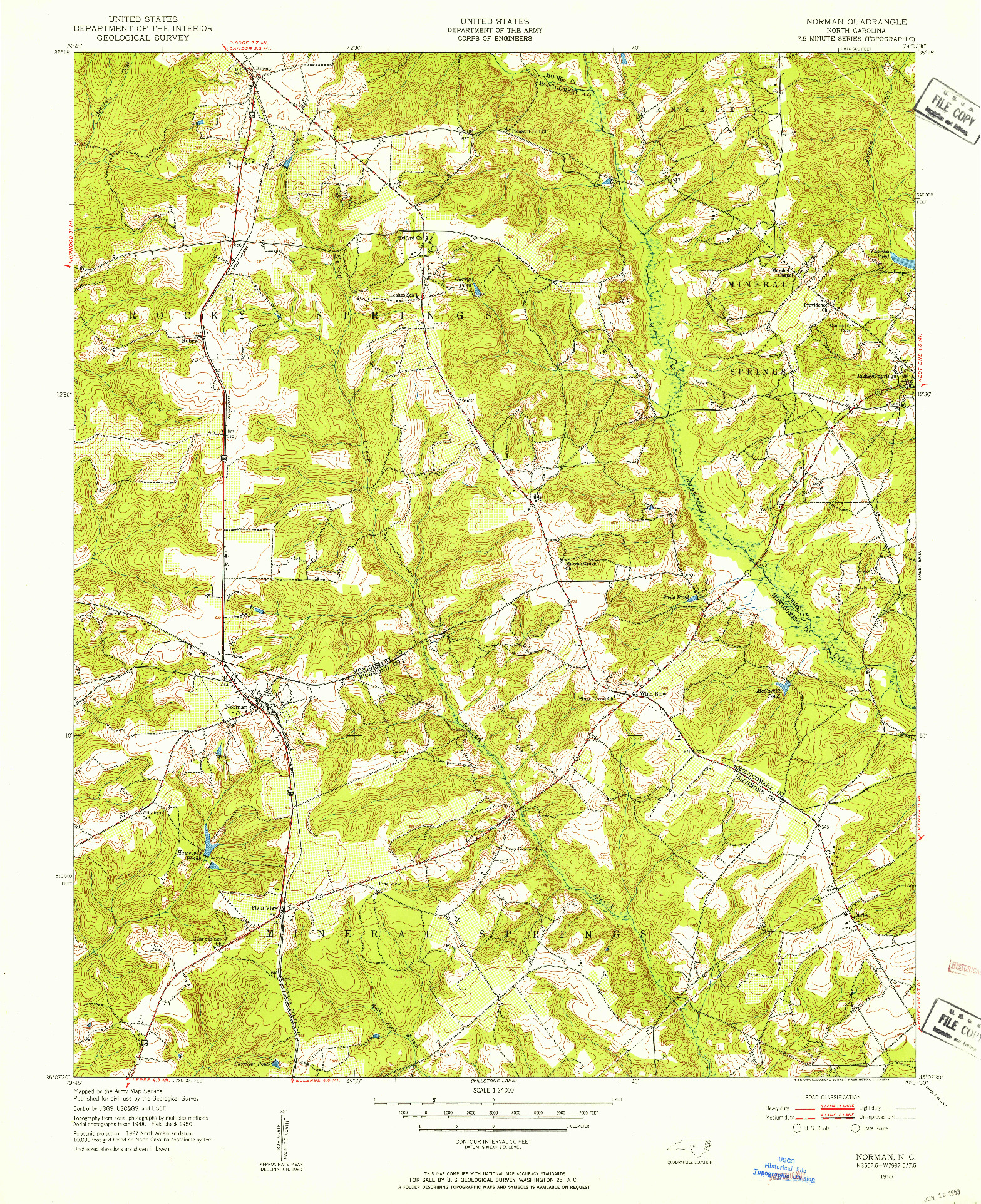 USGS 1:24000-SCALE QUADRANGLE FOR NORMAN, NC 1950