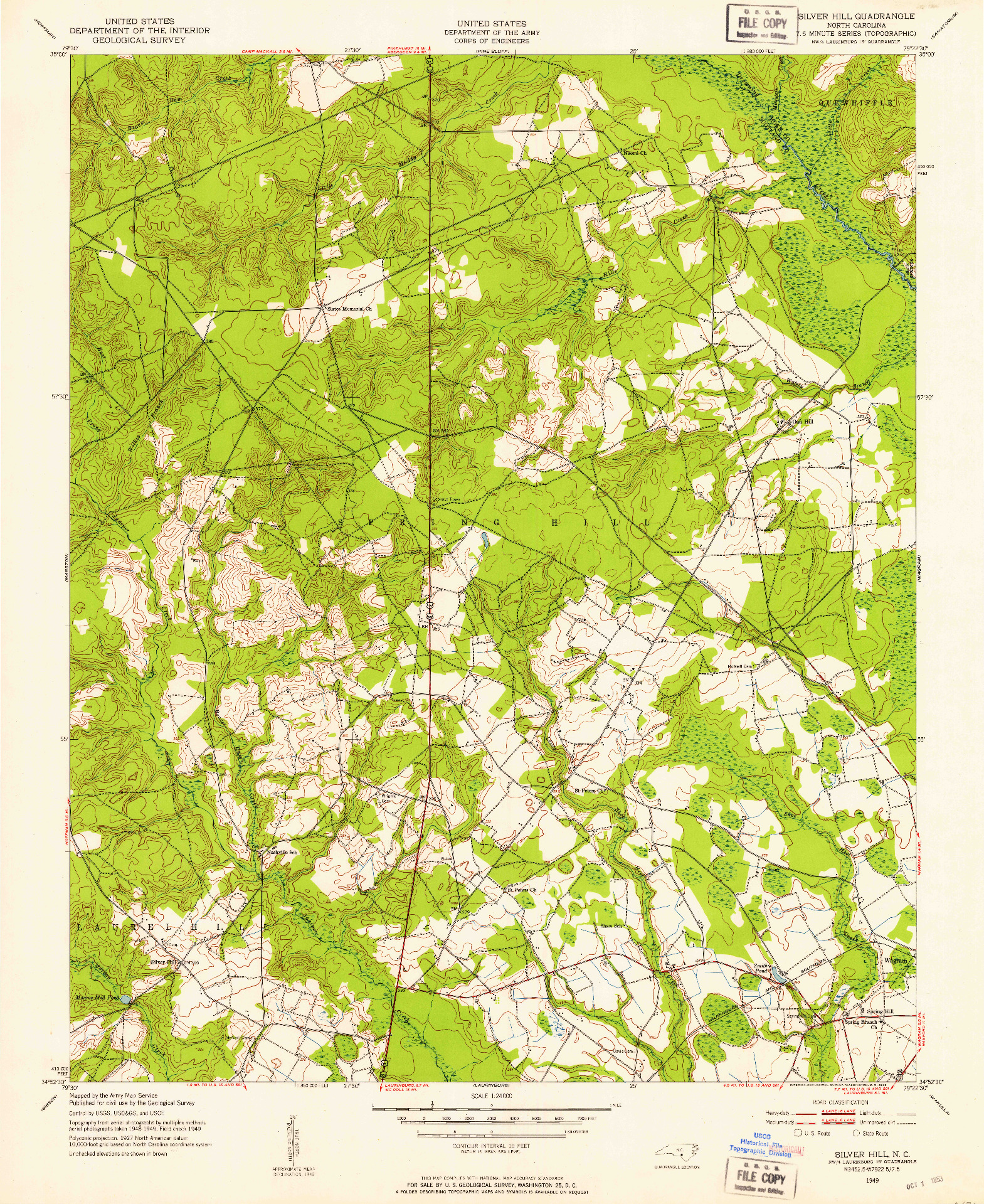 USGS 1:24000-SCALE QUADRANGLE FOR SILVER HILL, NC 1949