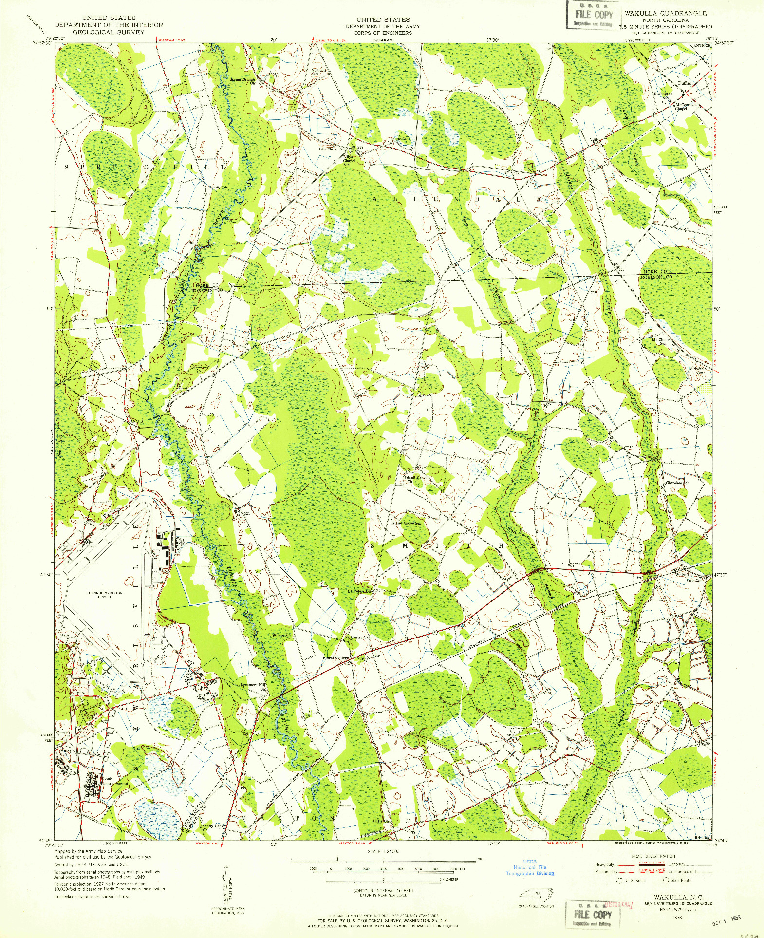 USGS 1:24000-SCALE QUADRANGLE FOR WAKULLA, NC 1949