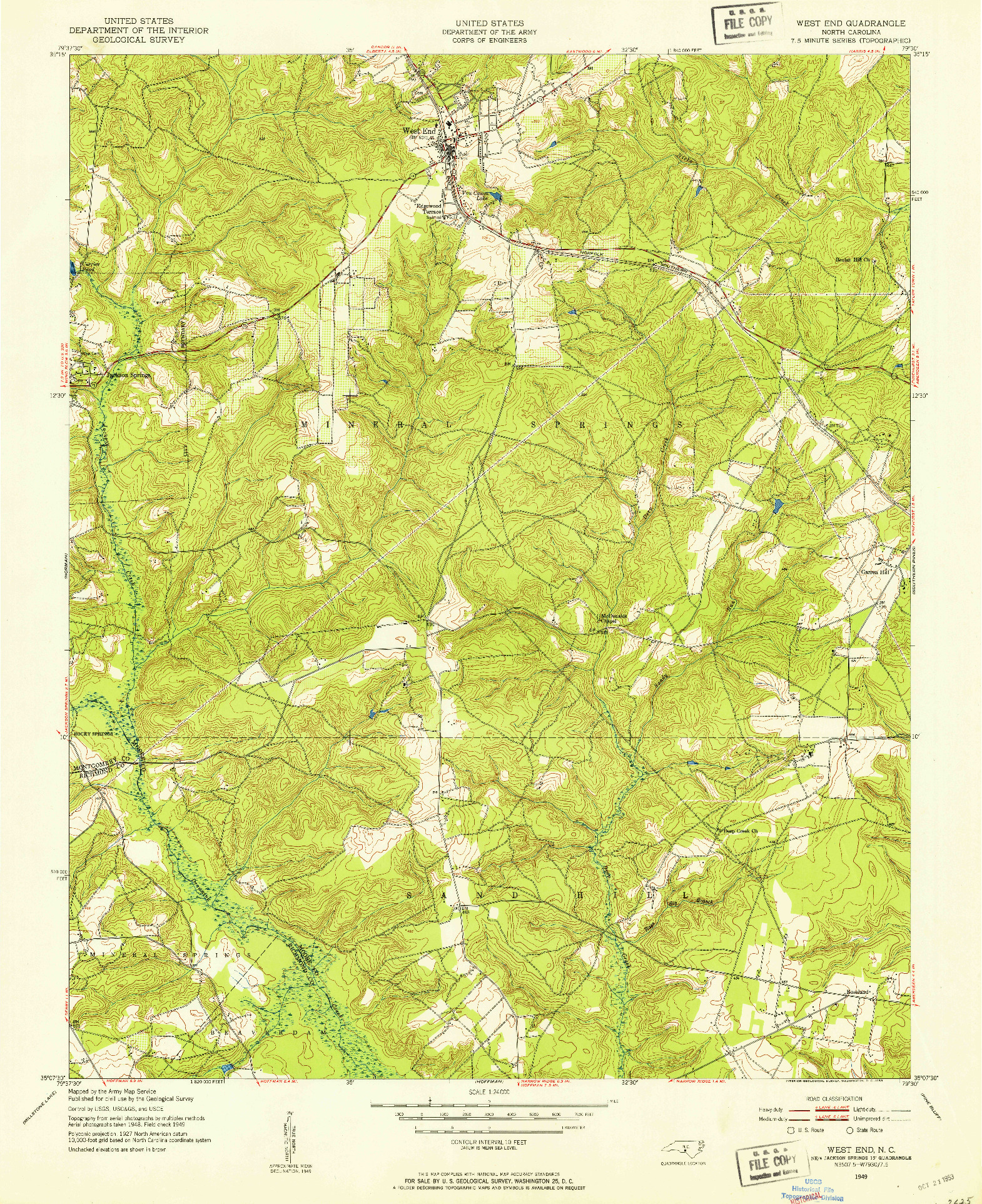 USGS 1:24000-SCALE QUADRANGLE FOR WEST END, NC 1949