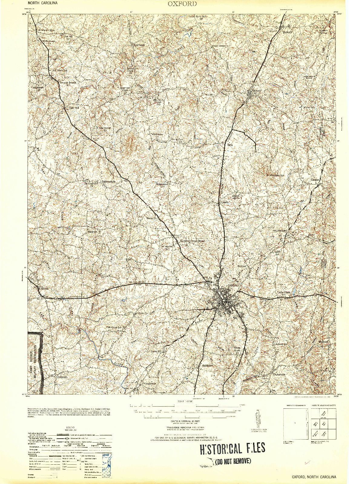 USGS 1:62500-SCALE QUADRANGLE FOR OXFORD, NC 1953