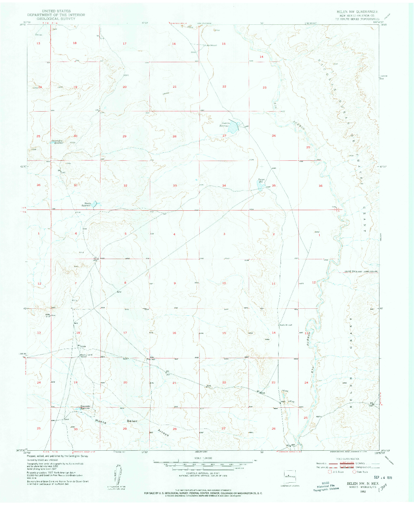 USGS 1:24000-SCALE QUADRANGLE FOR BELEN NW, NM 1952