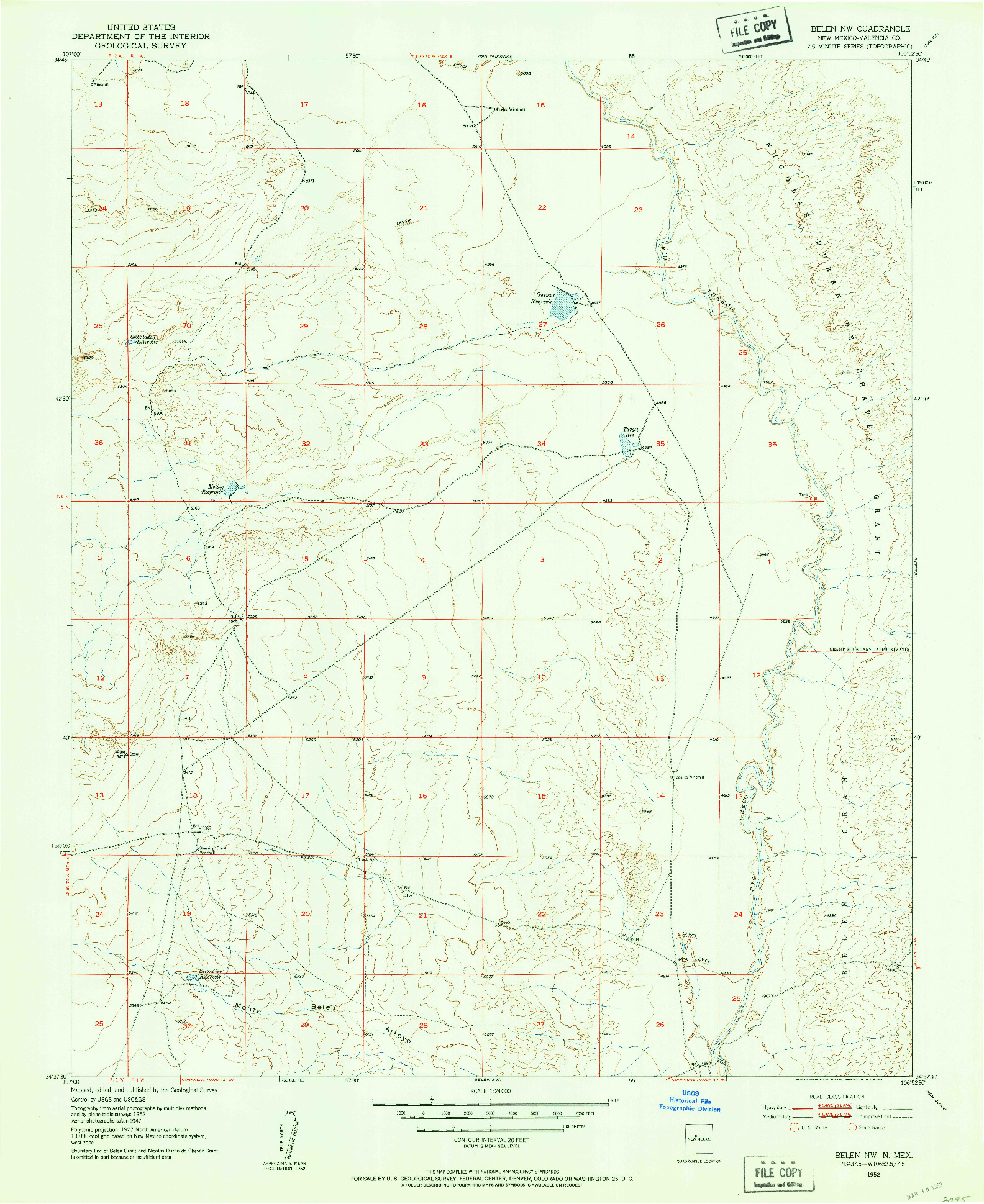 USGS 1:24000-SCALE QUADRANGLE FOR BELEN NW, NM 1952