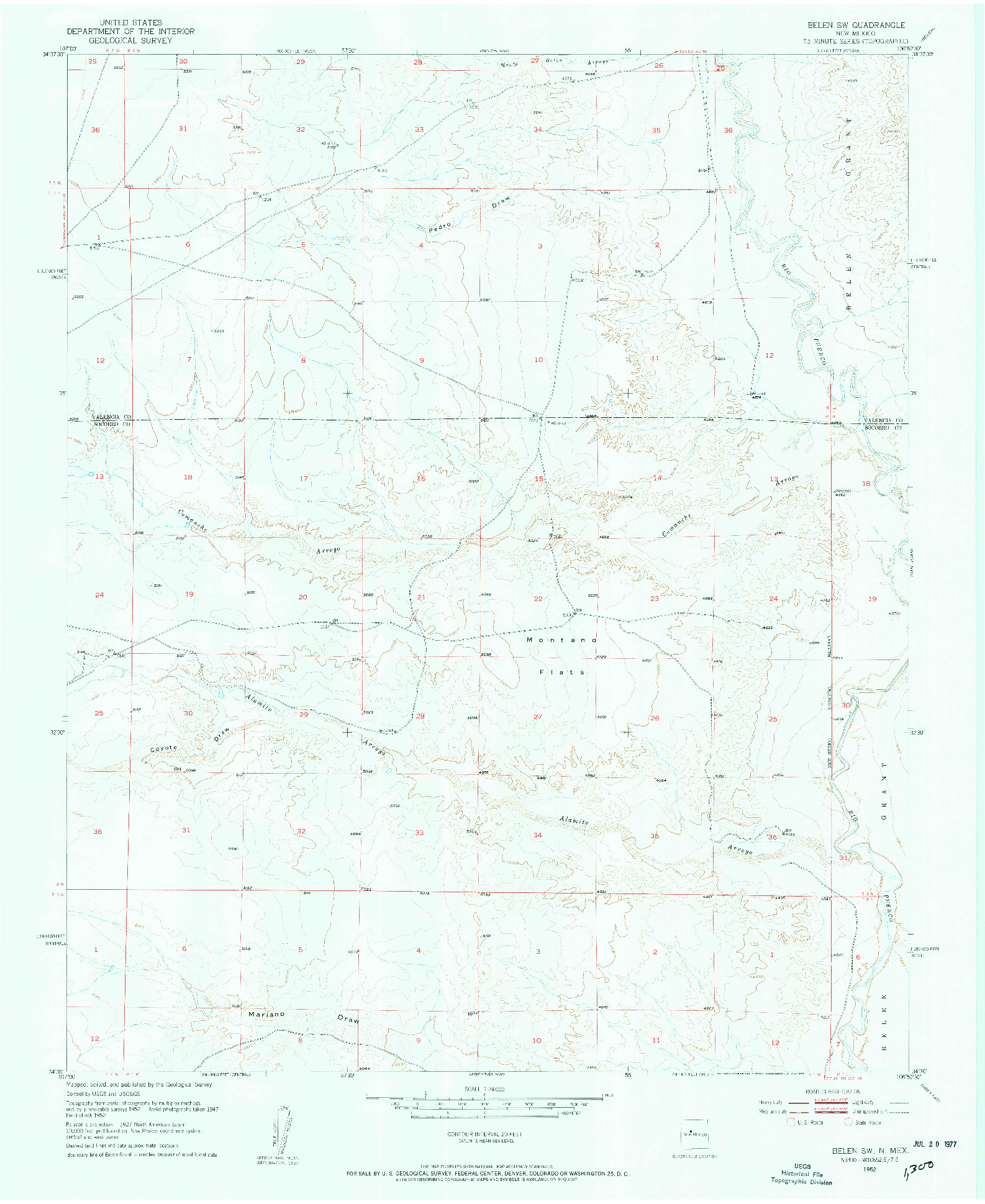USGS 1:24000-SCALE QUADRANGLE FOR BELEN SW, NM 1952