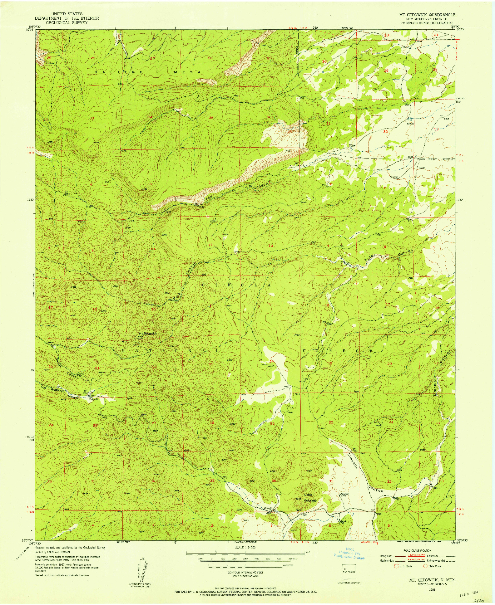 USGS 1:24000-SCALE QUADRANGLE FOR MT SEDGWICK, NM 1951