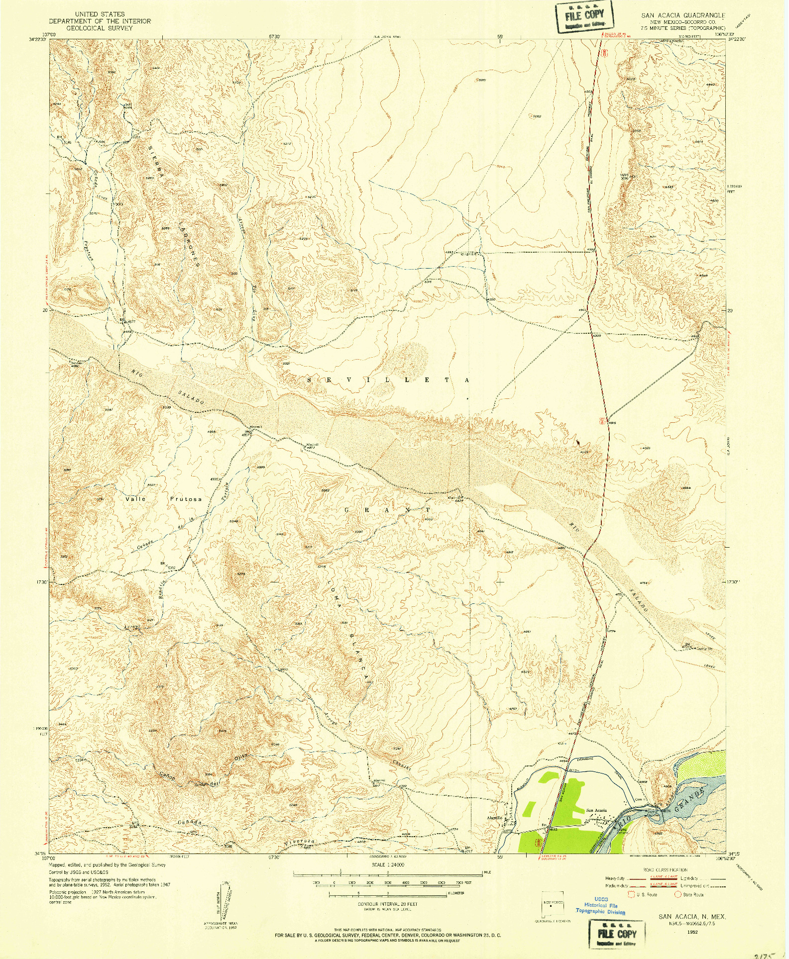 USGS 1:24000-SCALE QUADRANGLE FOR SAN ANACIA, NM 1952