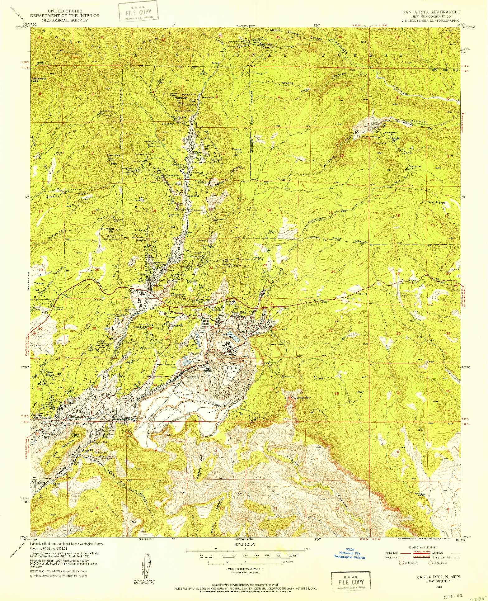 USGS 1:24000-SCALE QUADRANGLE FOR SANTA RITA, NM 1951