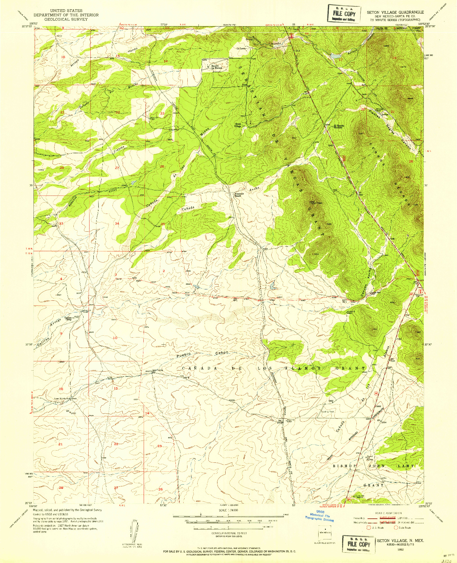 USGS 1:24000-SCALE QUADRANGLE FOR SETON VILLAGE, NM 1952