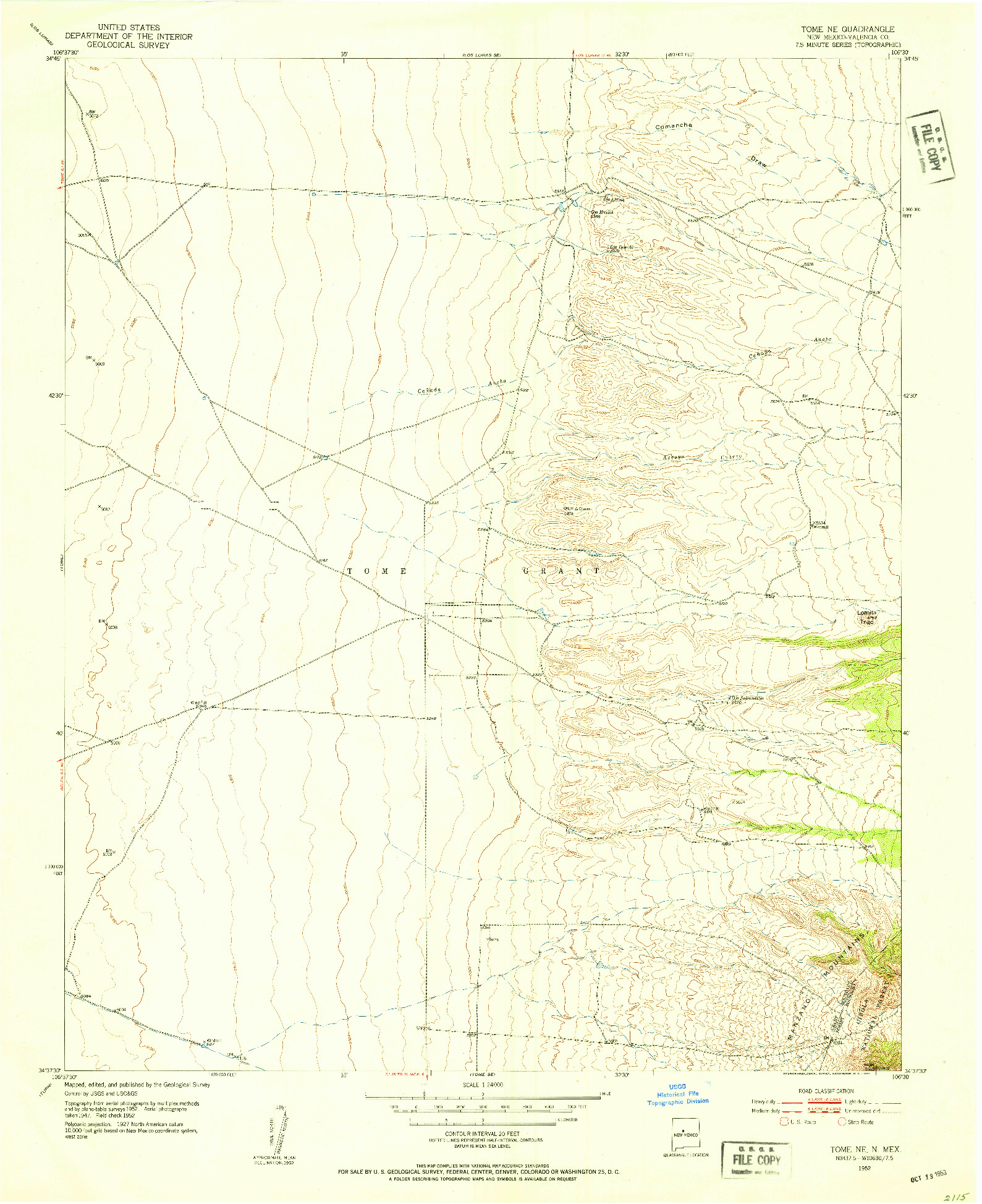 USGS 1:24000-SCALE QUADRANGLE FOR TOME NE, NM 1952