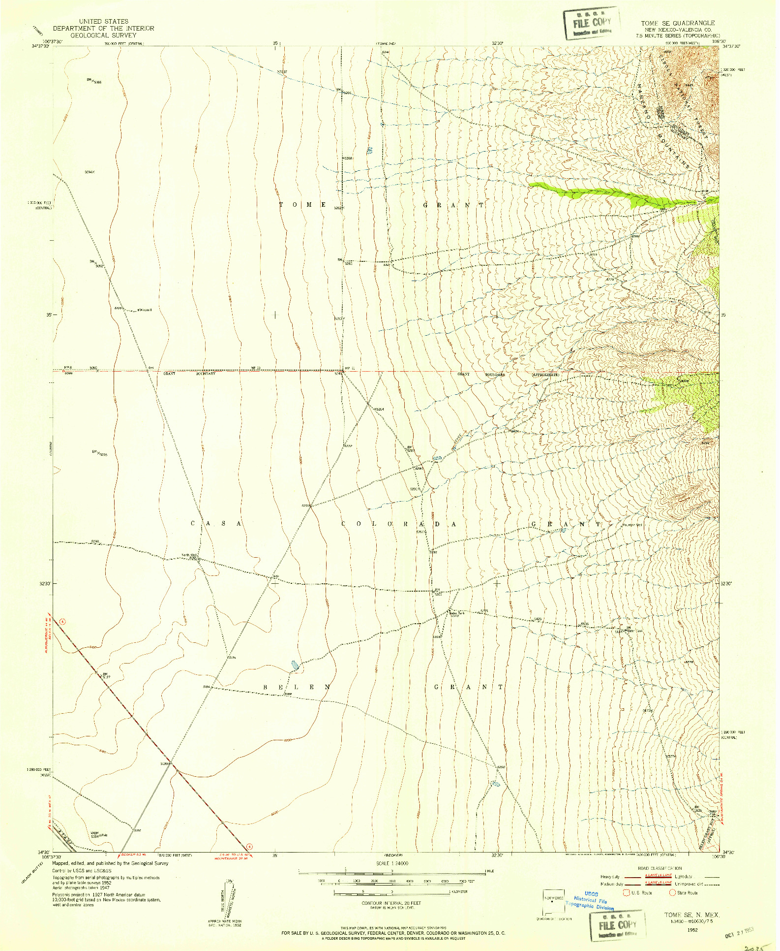 USGS 1:24000-SCALE QUADRANGLE FOR TOME SE, NM 1952
