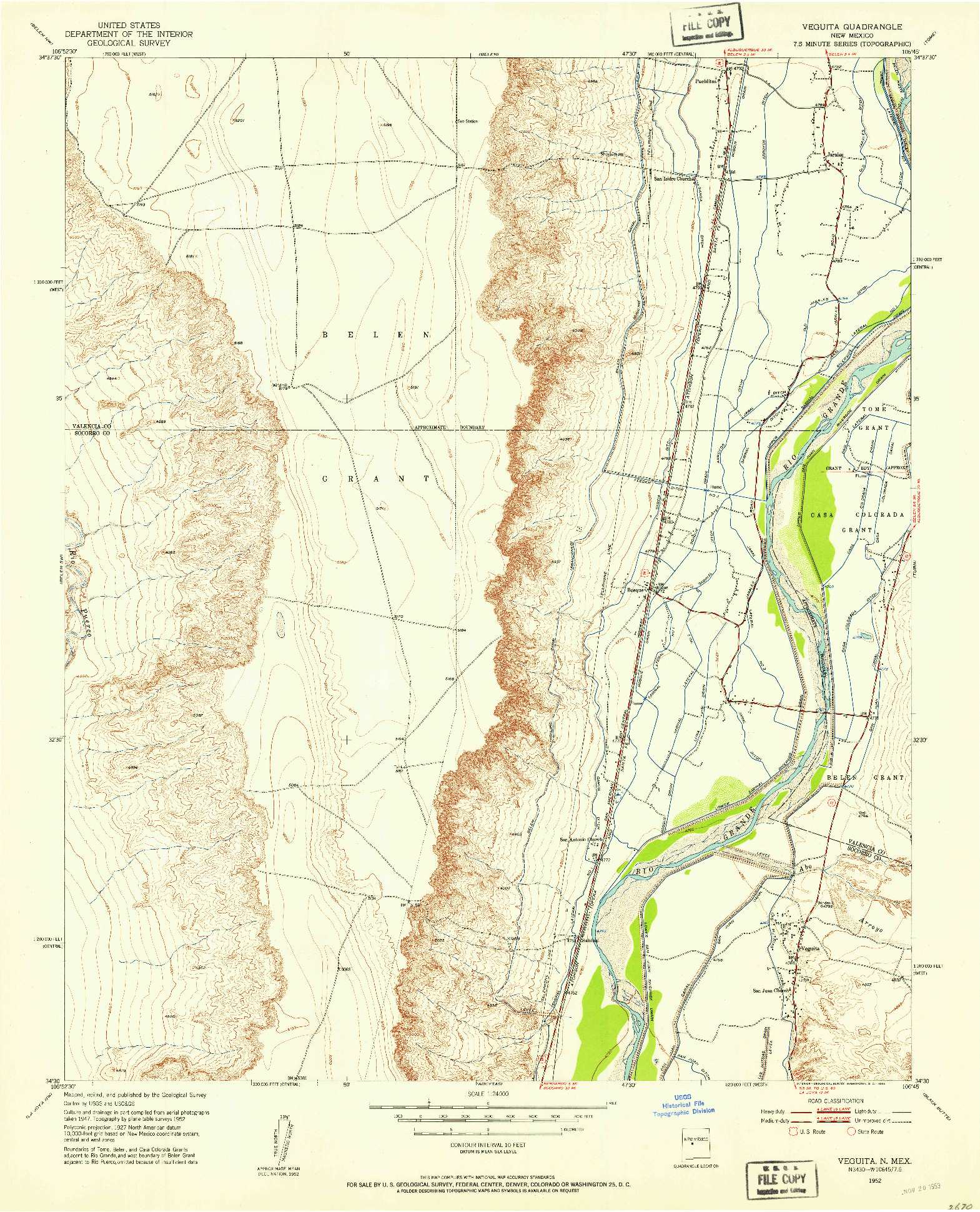 USGS 1:24000-SCALE QUADRANGLE FOR VEGUITA, NM 1952