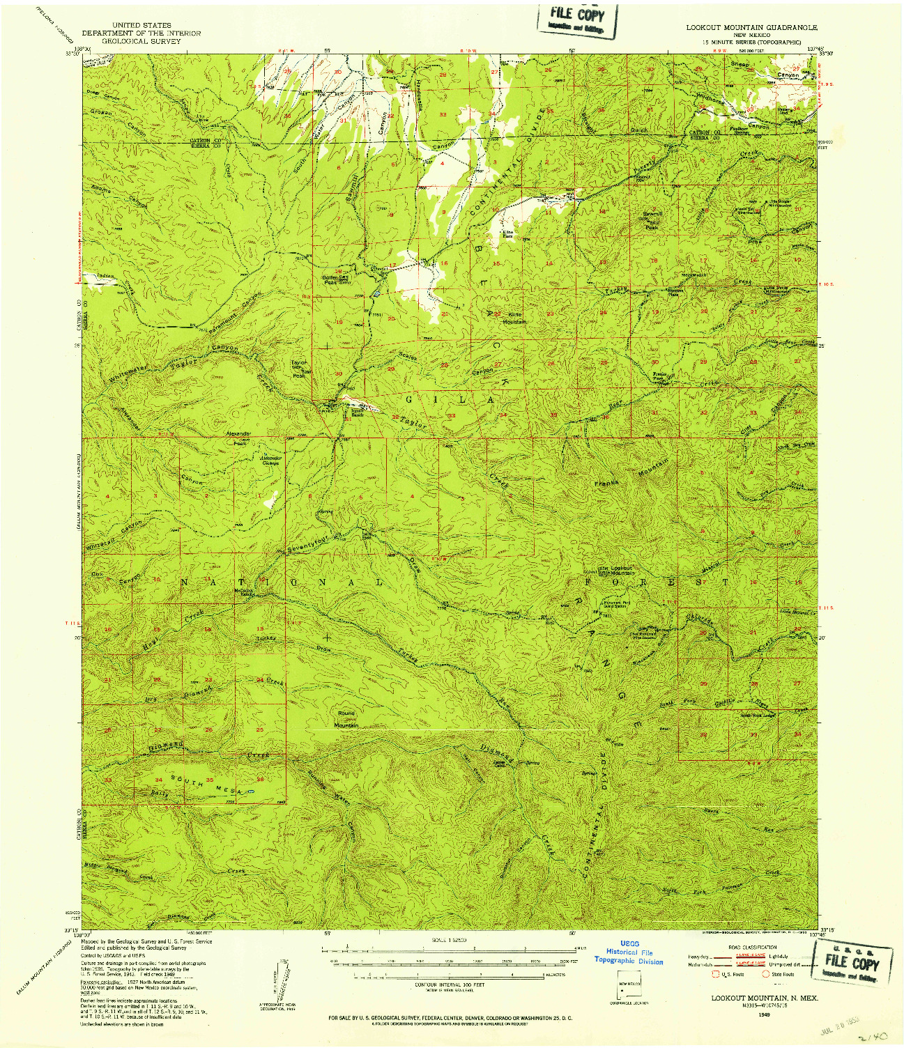 USGS 1:62500-SCALE QUADRANGLE FOR LOOKOUT MOUNTAIN, NM 1949
