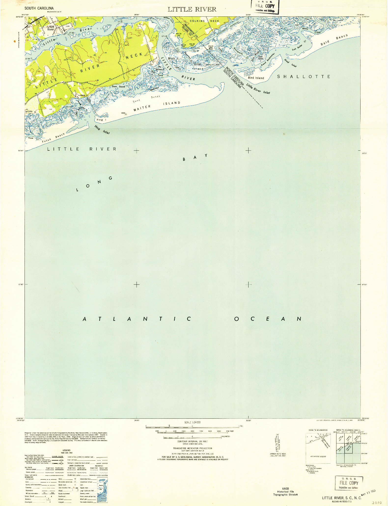 USGS 1:24000-SCALE QUADRANGLE FOR LITTLE RIVER, SC 1953