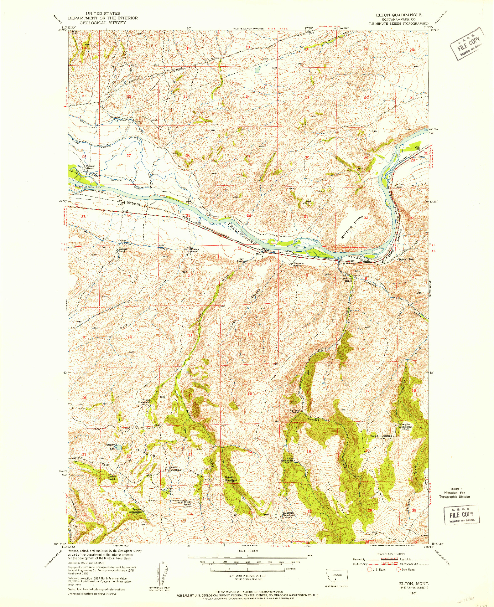 USGS 1:24000-SCALE QUADRANGLE FOR ELTON, MT 1951