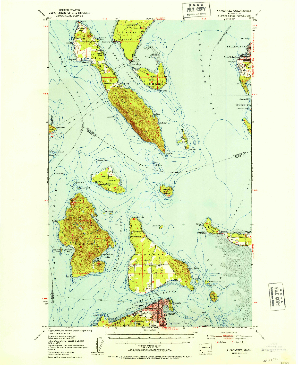 USGS 1:62500-SCALE QUADRANGLE FOR ANACORTES, WA 1951