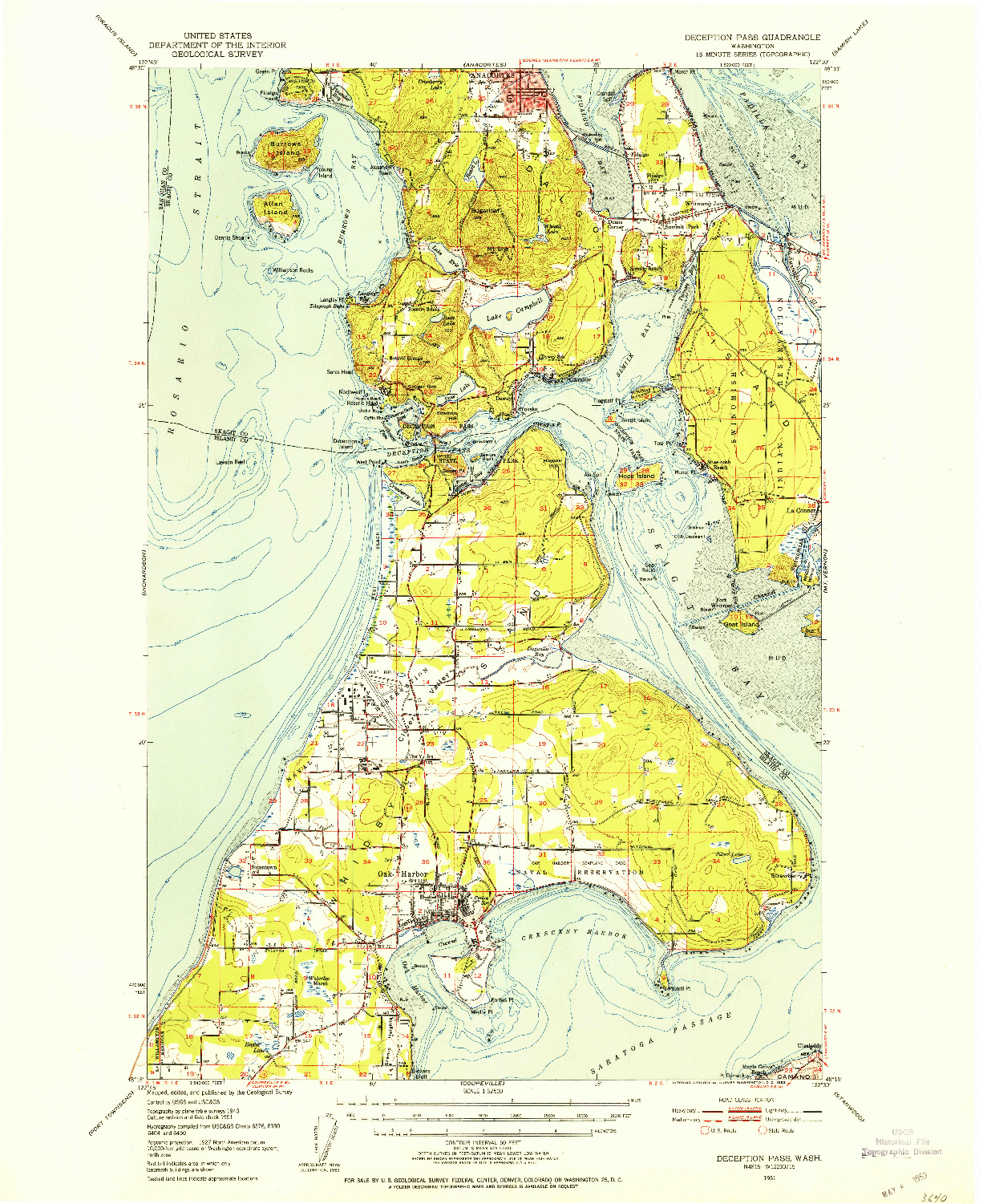 USGS 1:62500-SCALE QUADRANGLE FOR DECEPTION PASS, WA 1951