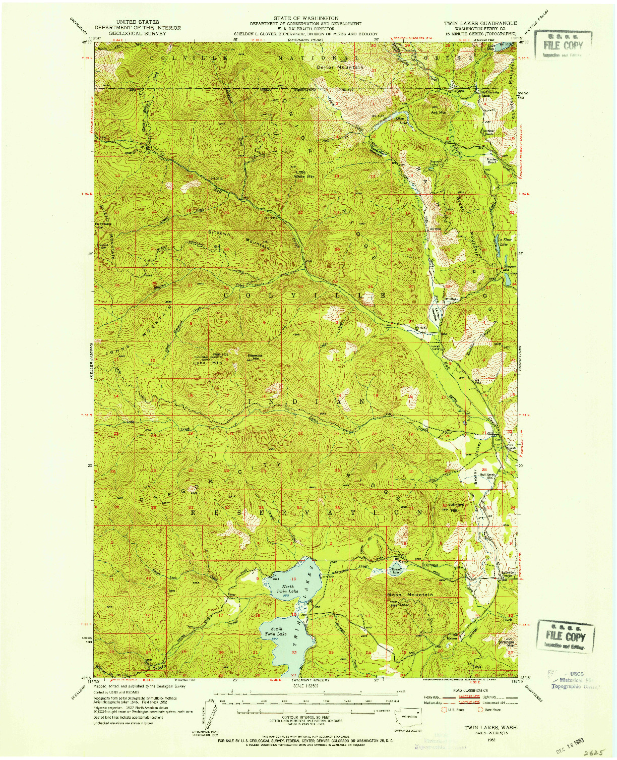 USGS 1:62500-SCALE QUADRANGLE FOR TWIN LAKES, WA 1952