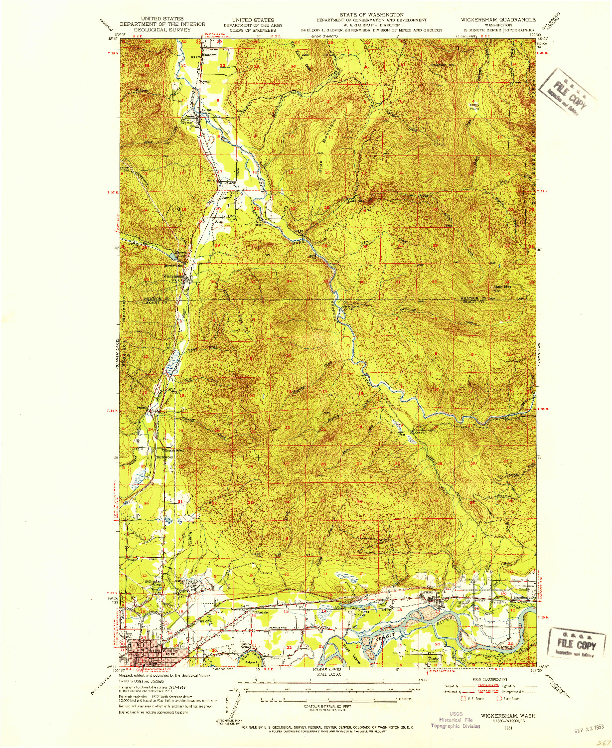 USGS 1:62500-SCALE QUADRANGLE FOR WICKERSHAM, WA 1951