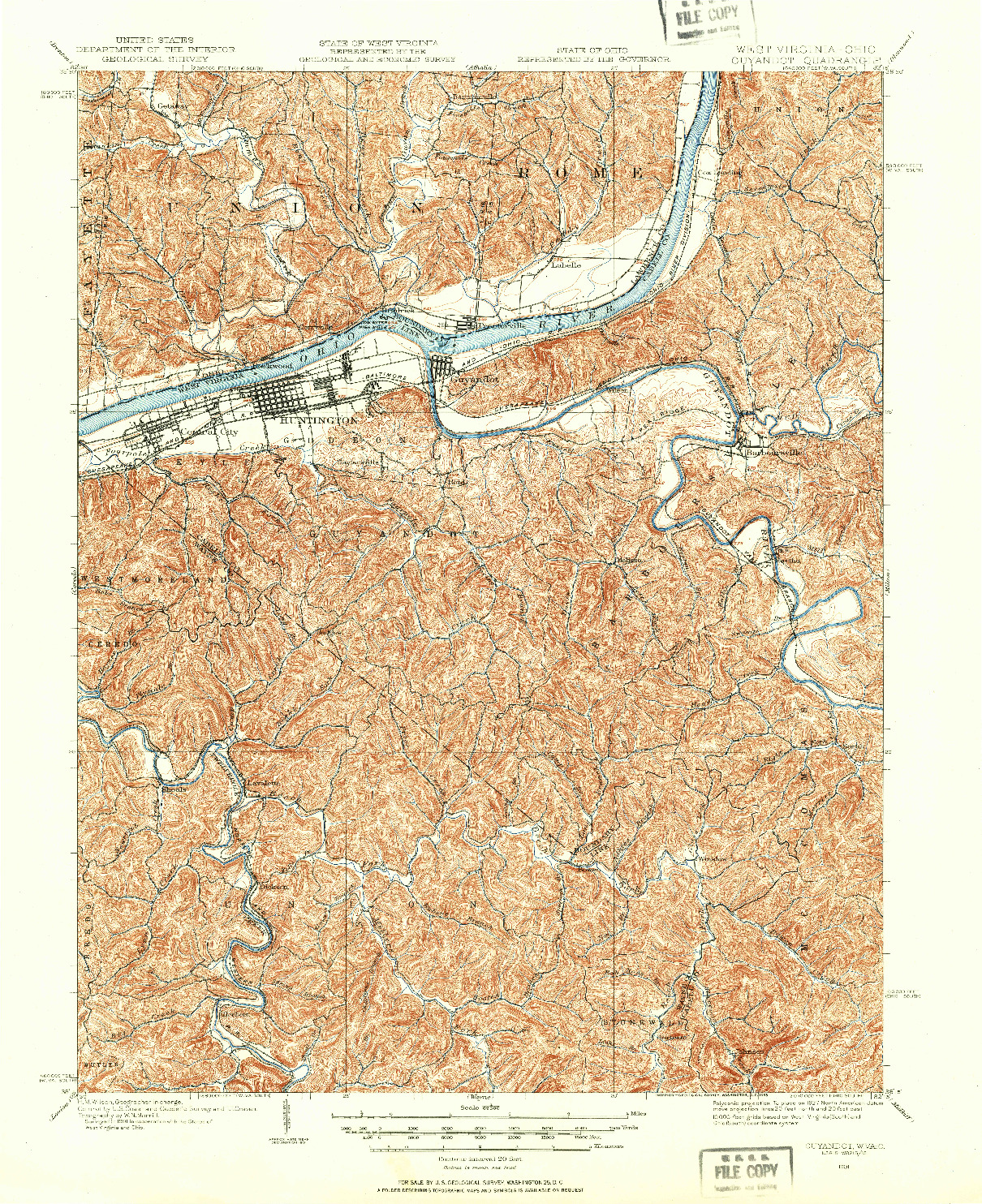 USGS 1:62500-SCALE QUADRANGLE FOR GUYANDOT, WV 1901